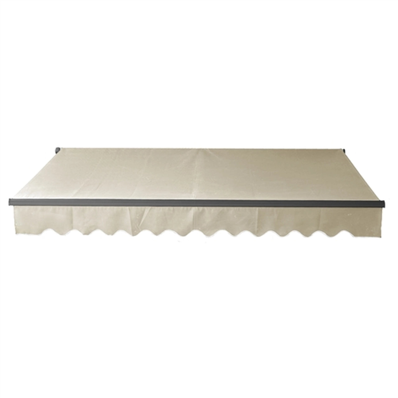 Aleko 10x8 Feet Motorized Retractable Patio Awning with Black Frame in Ivory - Perfect for Outdoor Shade, Deck, Backyard, and Poolside Relaxation