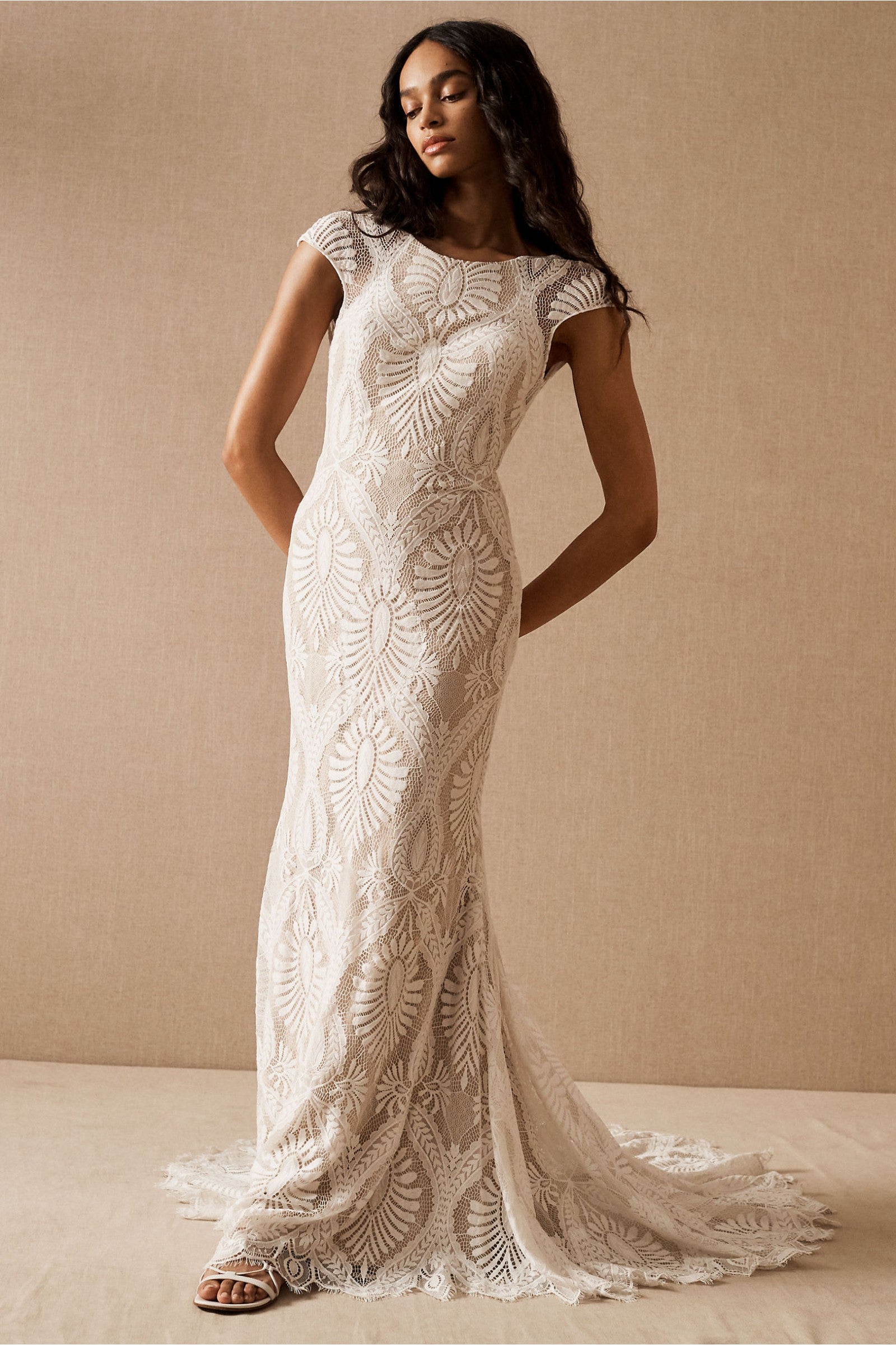 BHLDN Ludlow Wedding Gown - Elegant Lace Bridal Dress for Bride, Perfect for Church Ceremony & Outdoor Wedding Photos