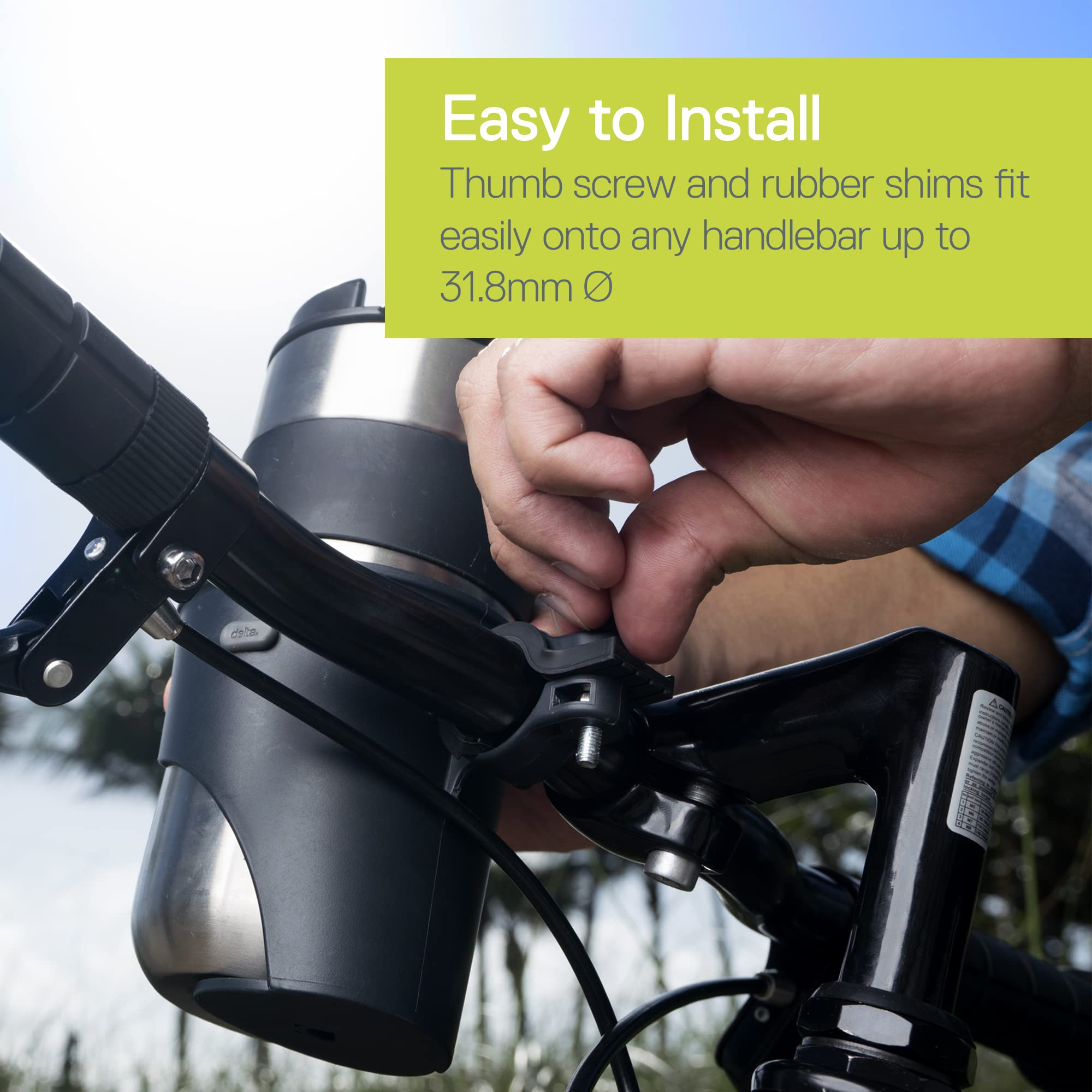 Delta Cycle Bike Cup Holder - Universal Expandable Beverage Holder for Bike Handlebars, Strollers & Walkers - Tool-Free Installation - Perfect for Cycling, Jogging & Outdoor Activities