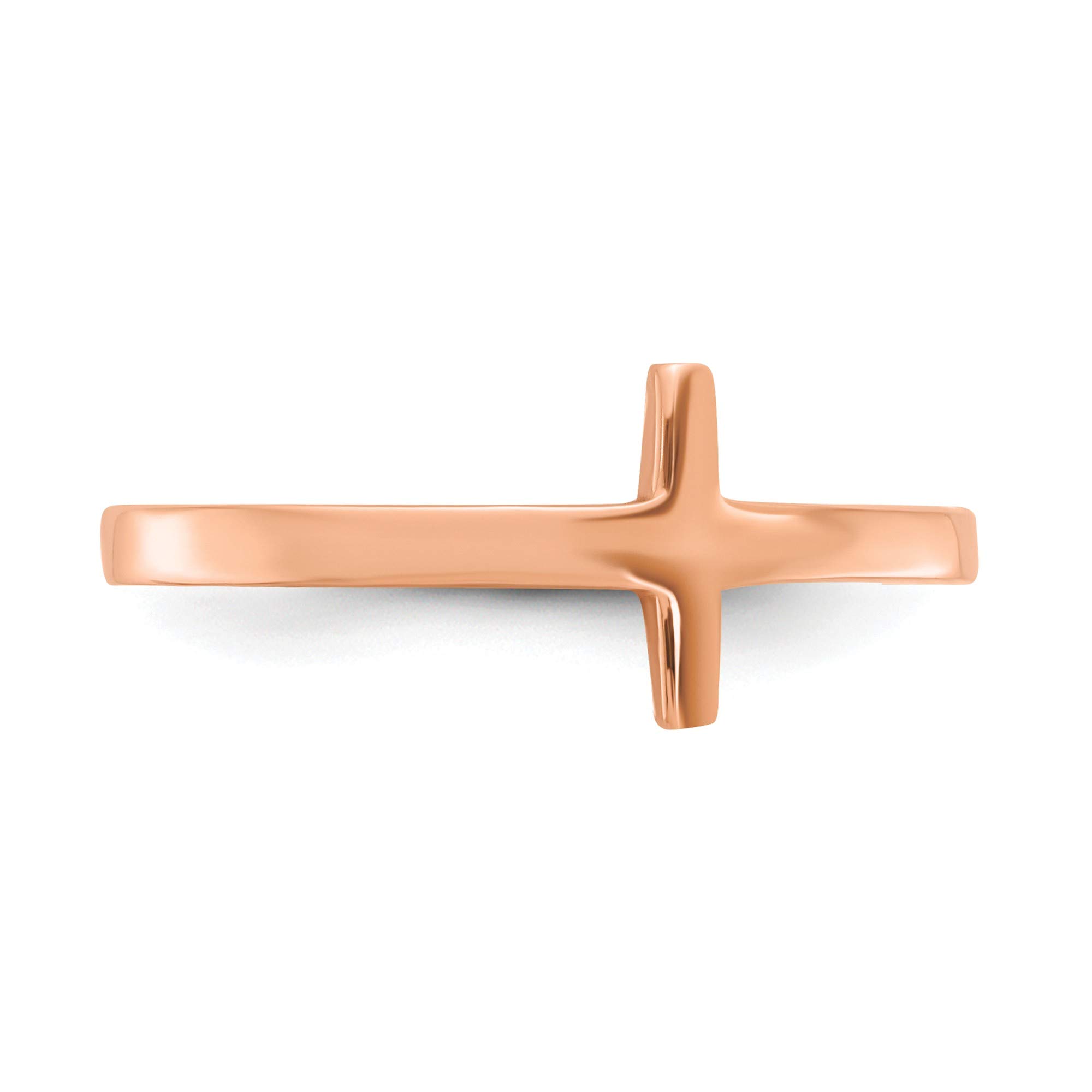 14K Rose Gold Sideways Cross Ring for Women - Size 7 - Dainty Minimalist Cross Jewelry - Perfect for Everyday Wear, Gifts & Special Occasions