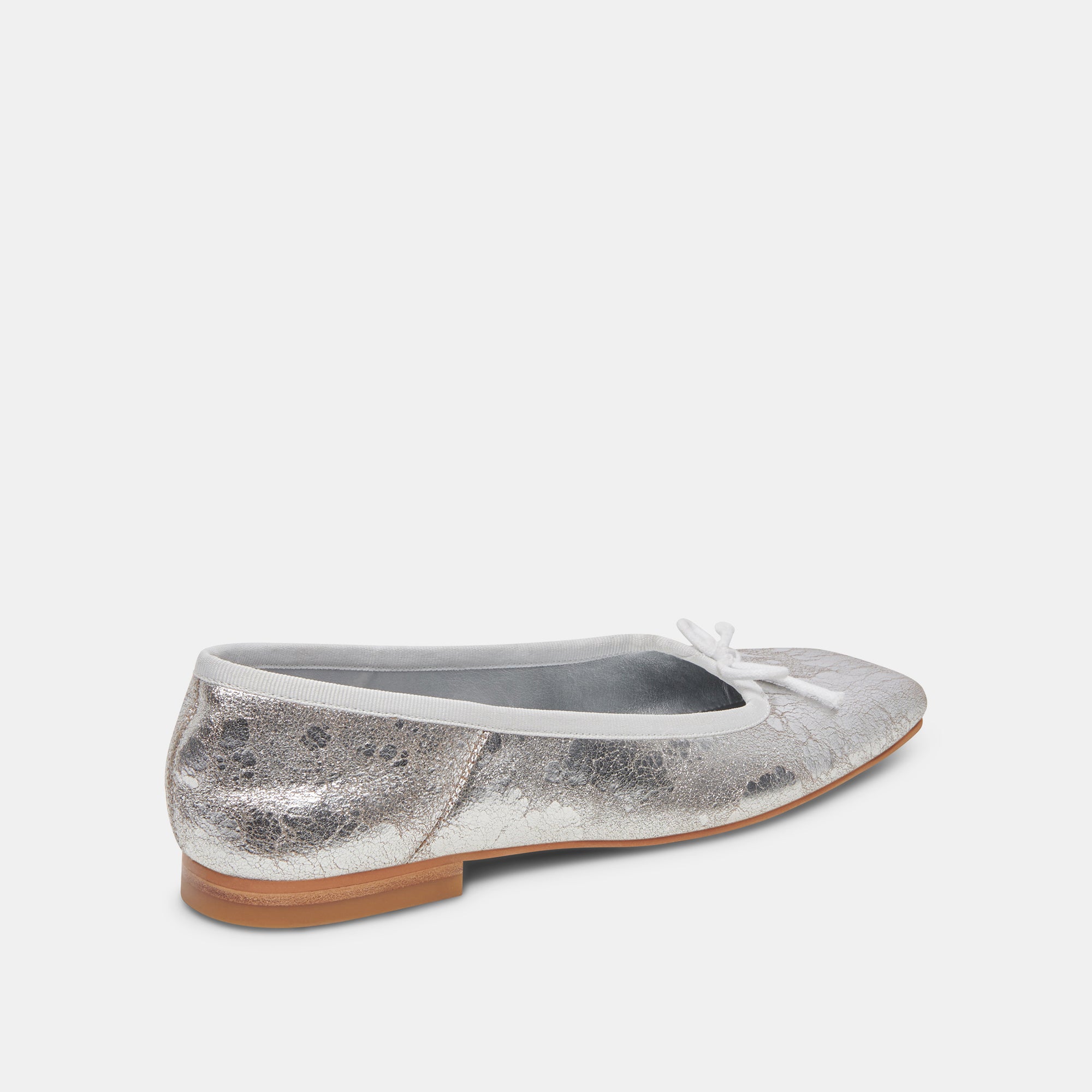 ANISA WIDE BALLET FLATS - Silver Distressed Leather Women's Shoes - Comfortable & Stylish for Casual Wear, Office & Everyday Outfits
