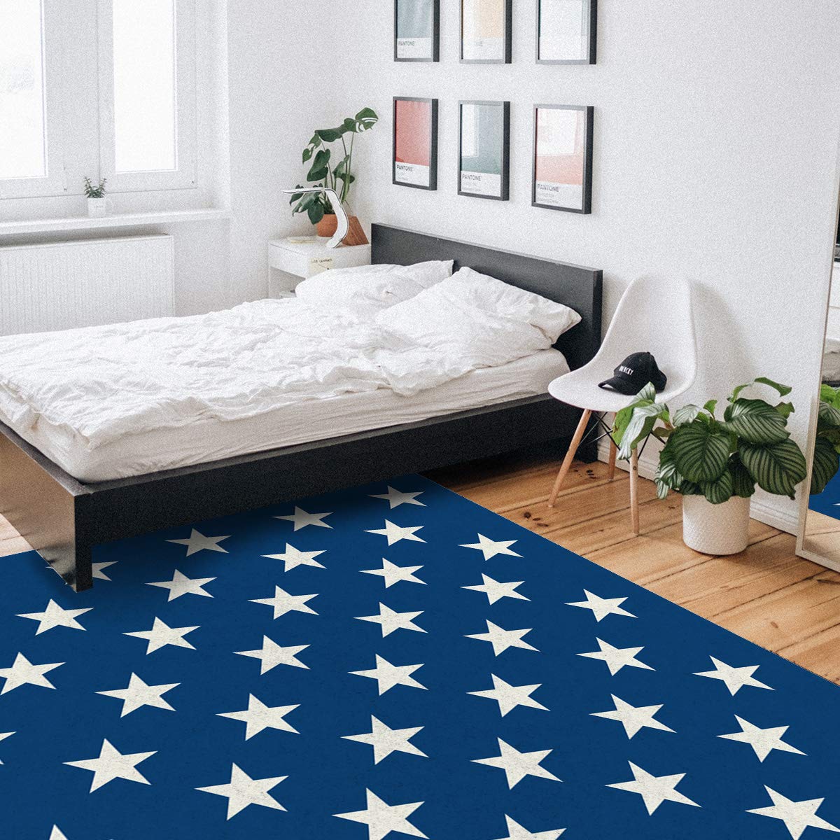 2'7''x5' Independence Day Star Pattern Non-Slip Area Rug - Washable Living Room, Bedroom, Kitchen Mat & Front Porch Doormat | Perfect for Patriotic Home Decor, Entryway Floor Covering and Bath Runner