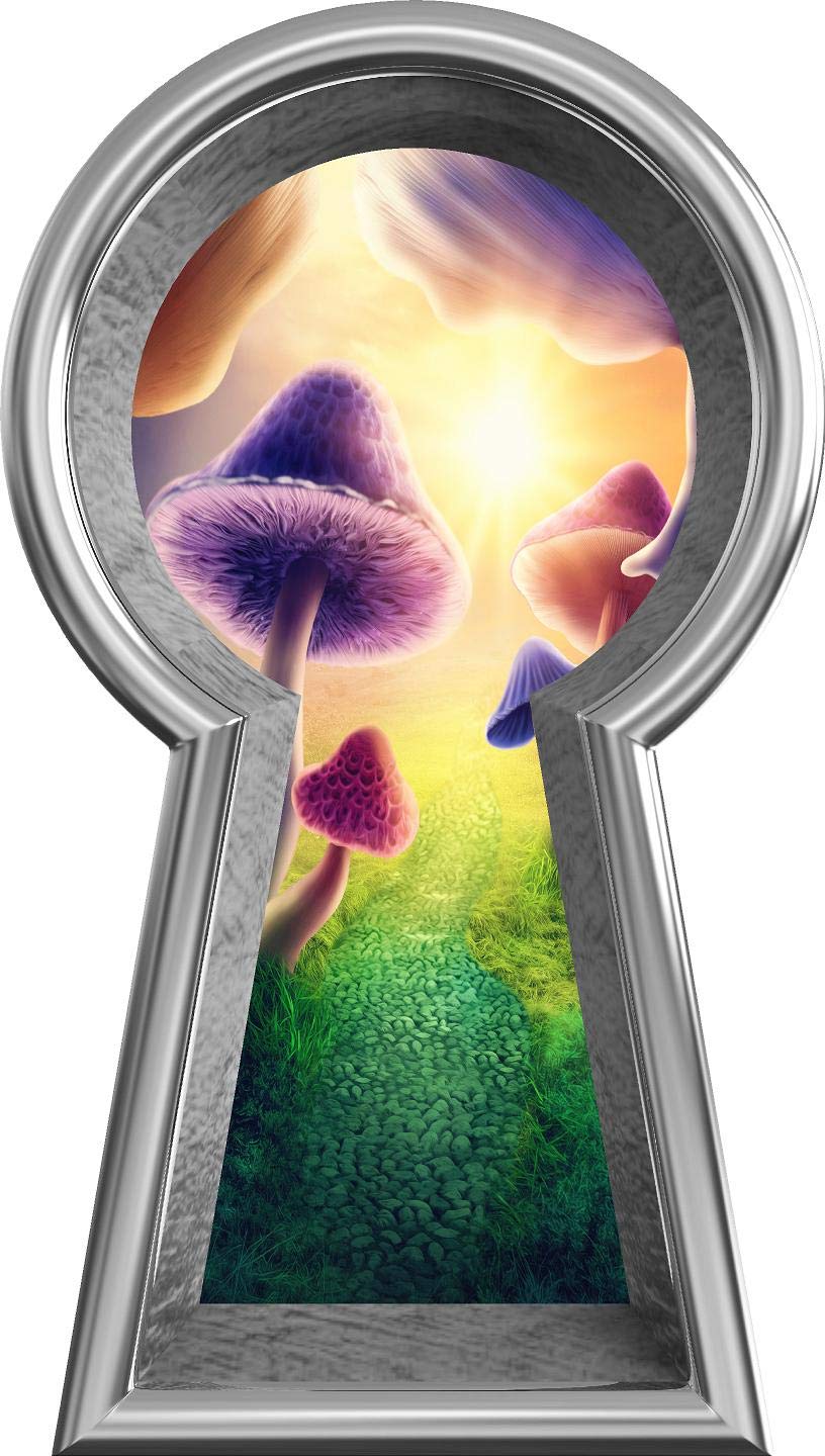 Magic Mushroom Wonderland Silver Keyhole Wall Decal - Removable Vinyl Mural Art for Nursery & Kids Room Decor (18 Inch) - Perfect for Baby Bedrooms, Playrooms & Daycare Centers