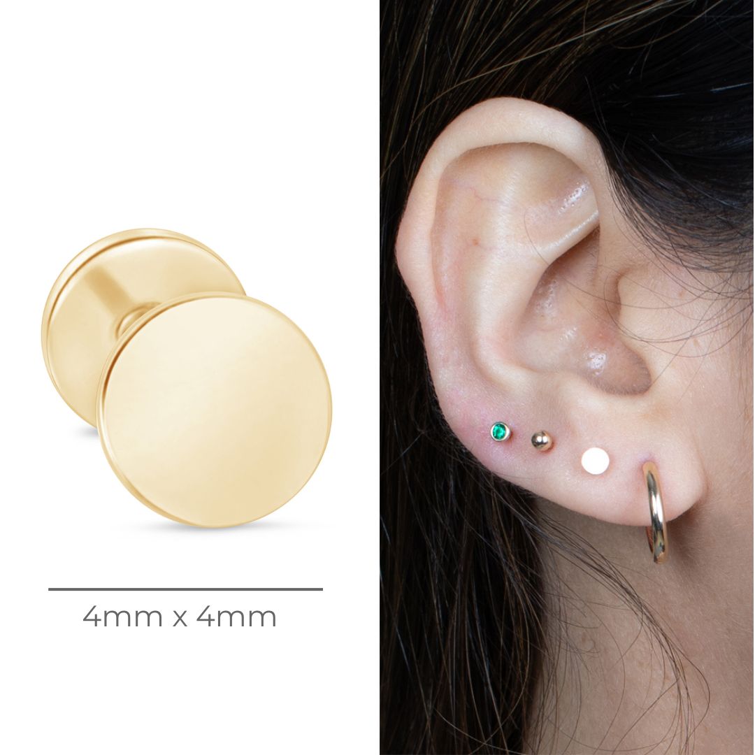 14K Solid Yellow Gold Flat Back Stud Earrings - Hypoallergenic, Durable & Stylish for Everyday Wear, Parties & Special Occasions
