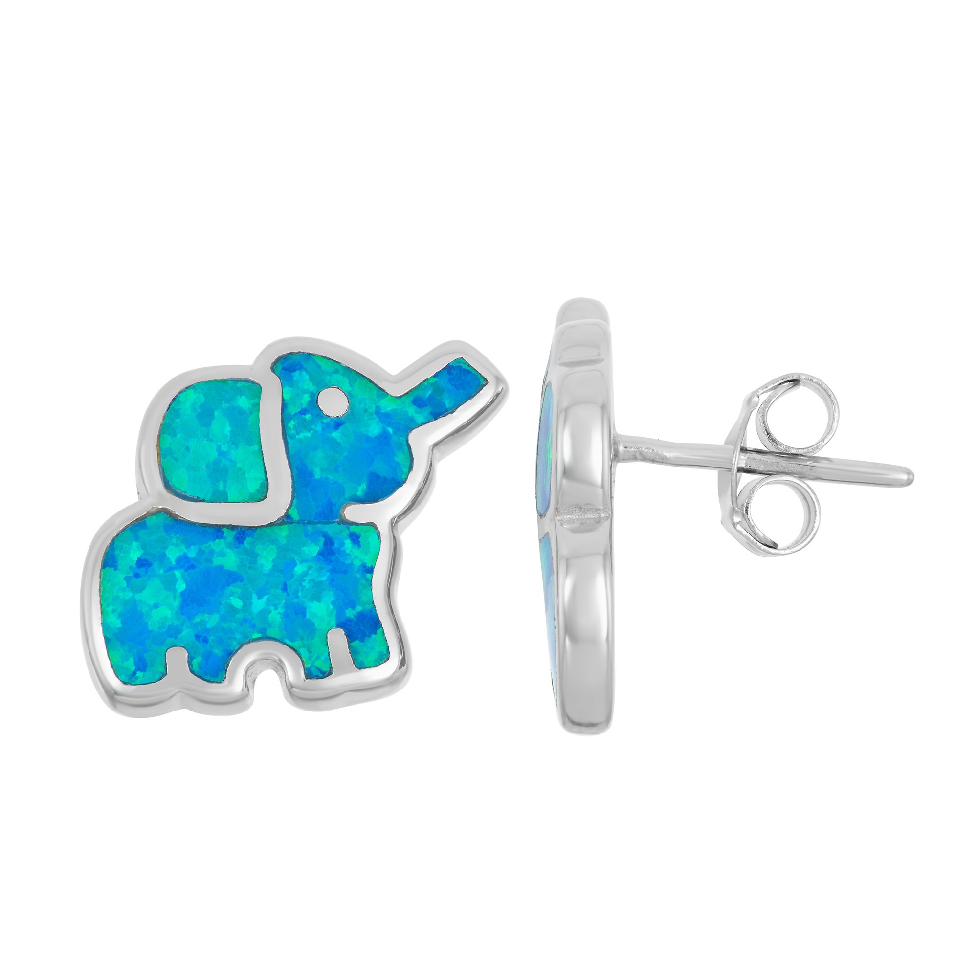 Sterling Silver Blue Opal Elephant Stud Earrings - Dainty & Elegant Jewelry for Women, Perfect for Gifts, Parties & Everyday Wear