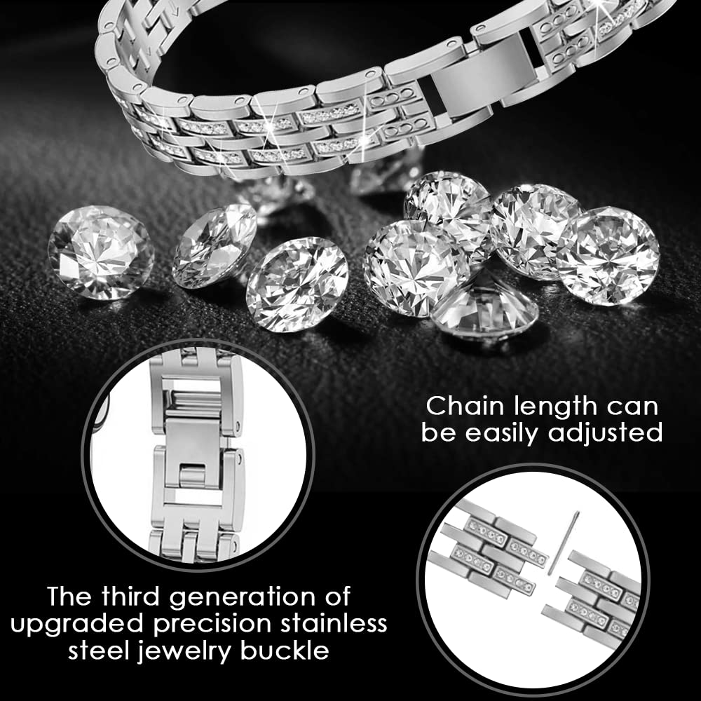Stainless Steel Apple Watch Band for Women - Slim Bling Rhinestone Strap Compatible with 38mm/40mm/41mm/42mm/44mm/45mm Apple Watch Series 7/6/SE/5/4/3/2/1 - Elegant Accessory for Work, Gym & Special Occasions