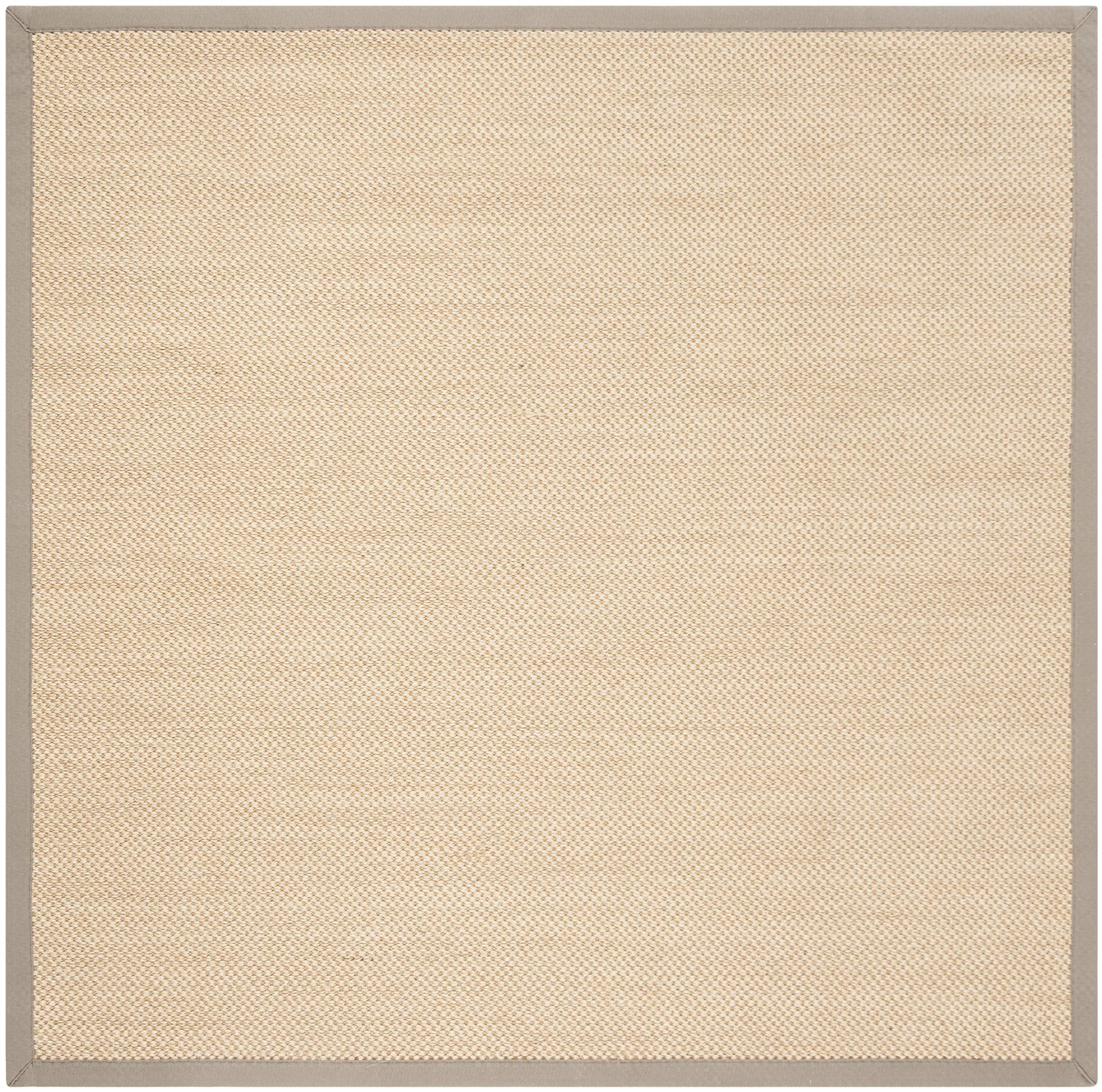 SAFAVIEH Natural Fiber Collection 6'x6' Square Maize & Grey NF141G Border Sisal Jute Area Rug - Perfect for Living Room, Bedroom, or Office Decor