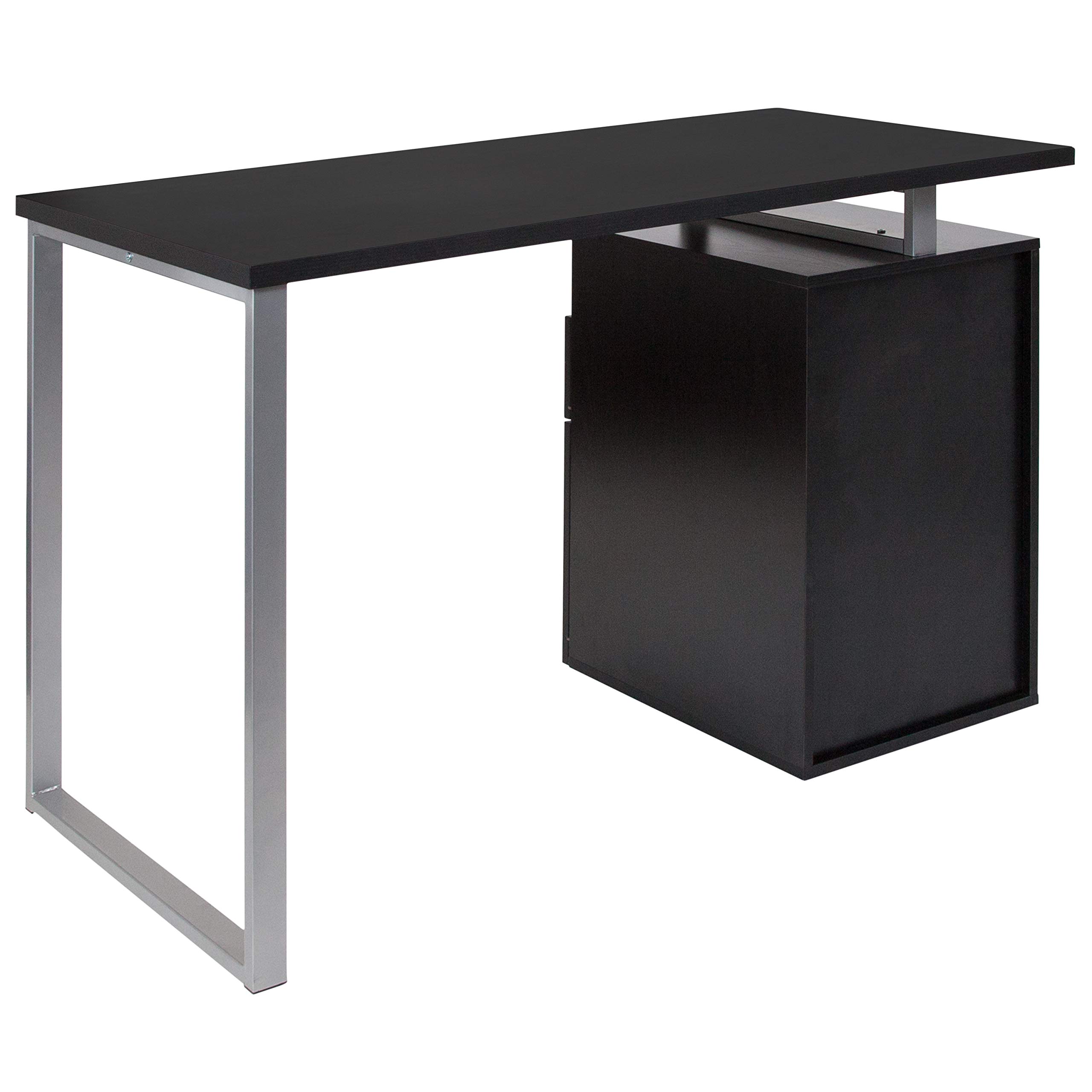 Dark Ash Wood Grain Finish Computer Desk with Two Drawers - Modern Home Office Desk for Work & Study - Perfect for Small Spaces & Remote Work