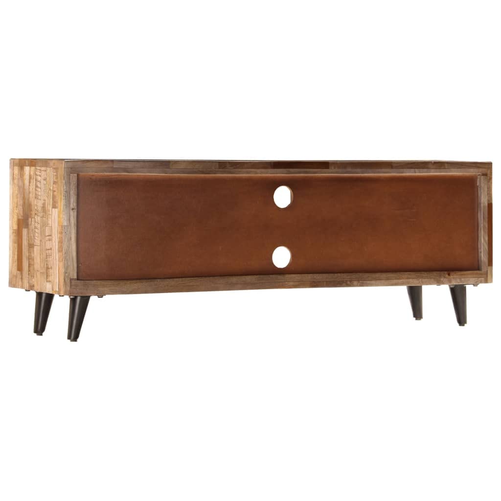 vidaXL Solid Wood Mango TV Stand with Drawers & Storage Compartment - Rustic Industrial Handmade Brown TV Cabinet for Living Room, Bedroom & Home Theater Setup