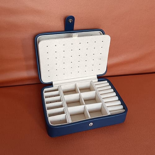 Elegant Leather Jewelry Box with Mirror - Portable Double Layer Organizer for Earrings, Rings & Accessories - Holds 68 Earrings (Black, Small) - Perfect for Travel, Gift Giving & Home Storage