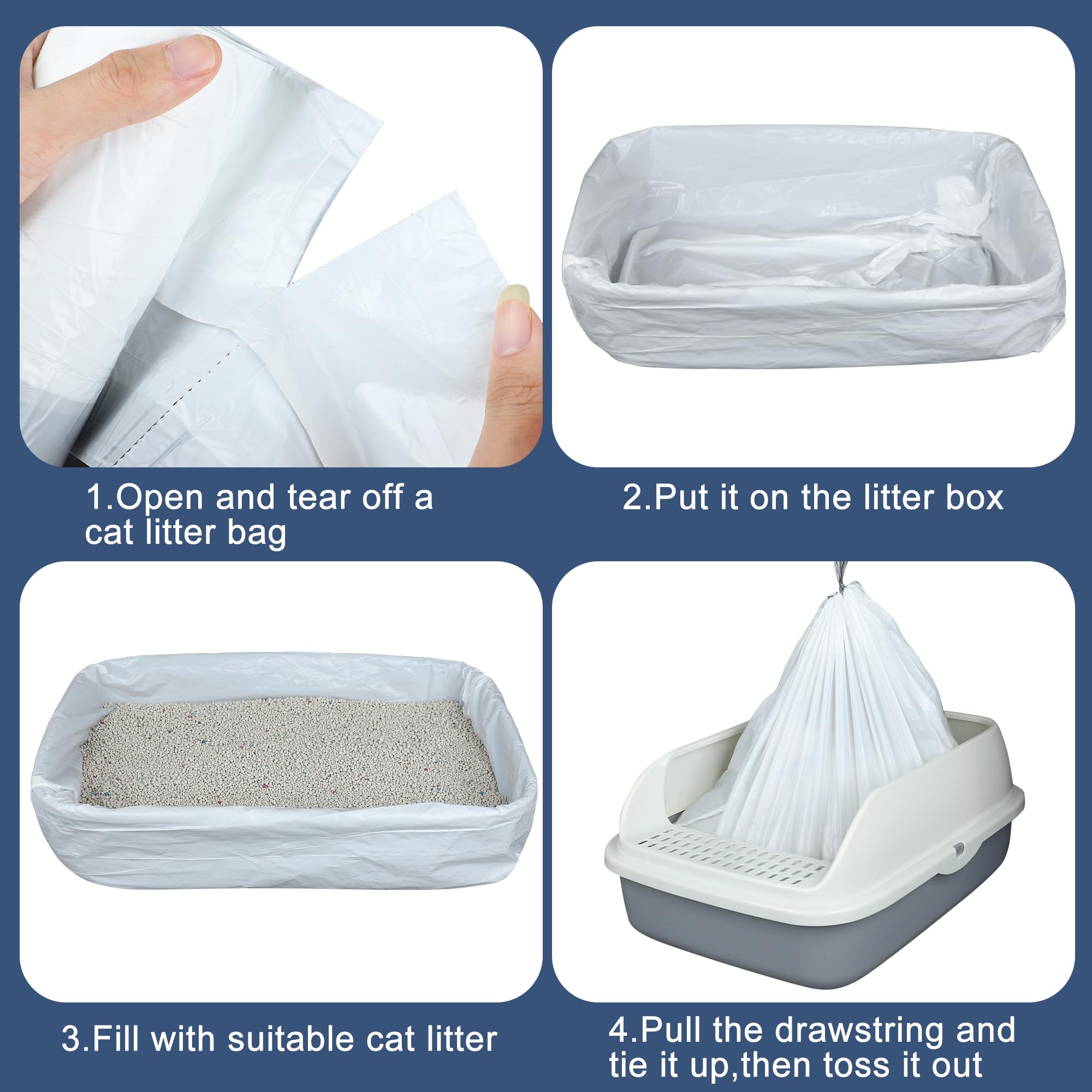 80 Pack Self-Cleaning Cat Litter Box Liners - Drawstring Waste Bags for Automatic Litter Boxes | Durable, Leak-Proof & Easy Cleanup | Perfect for ScoopFree, LitterMaid & Other Self-Cleaning Systems | Keep Your Home Fresh & Odor-Free