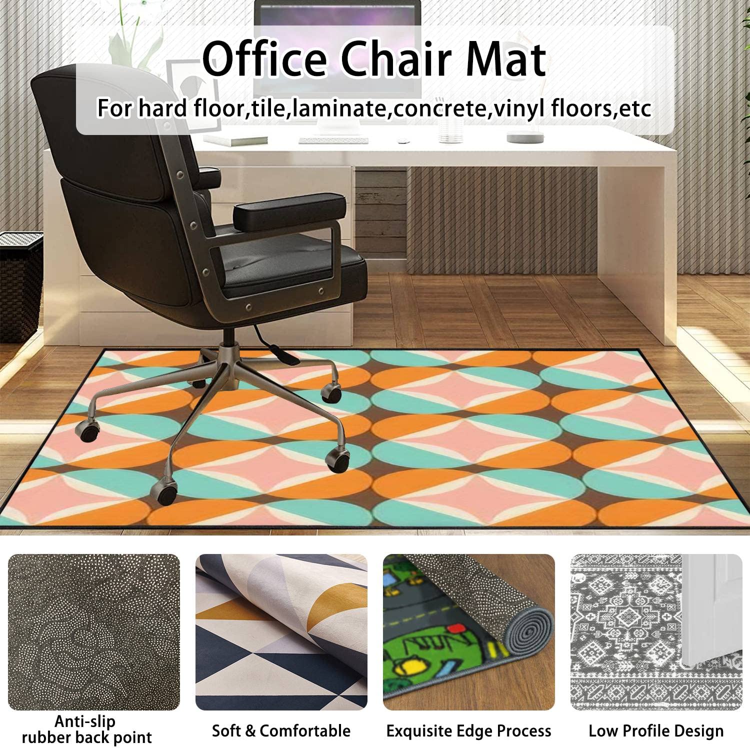 Mid Century Modern Rug 6x9 ft - Non-Slip Area Rug for Living Room, Bedroom & Outdoor Patio