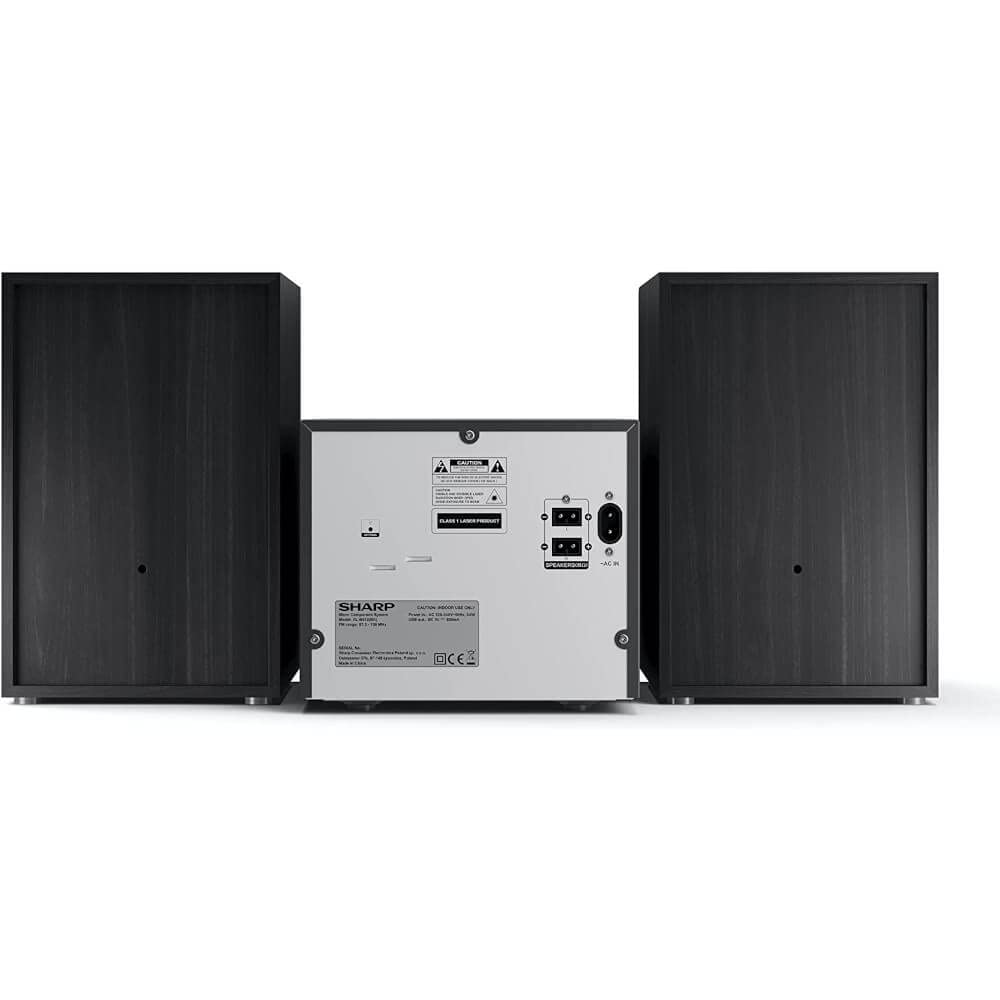 Sharp XL-B512 Wireless Bluetooth CD Player with Wood Speaker System - Audio Streaming, USB Port, MP3 Playback, FM Stereo Tuner, Aux Input (Black Oak) | Perfect for Home Entertainment & Music Lovers