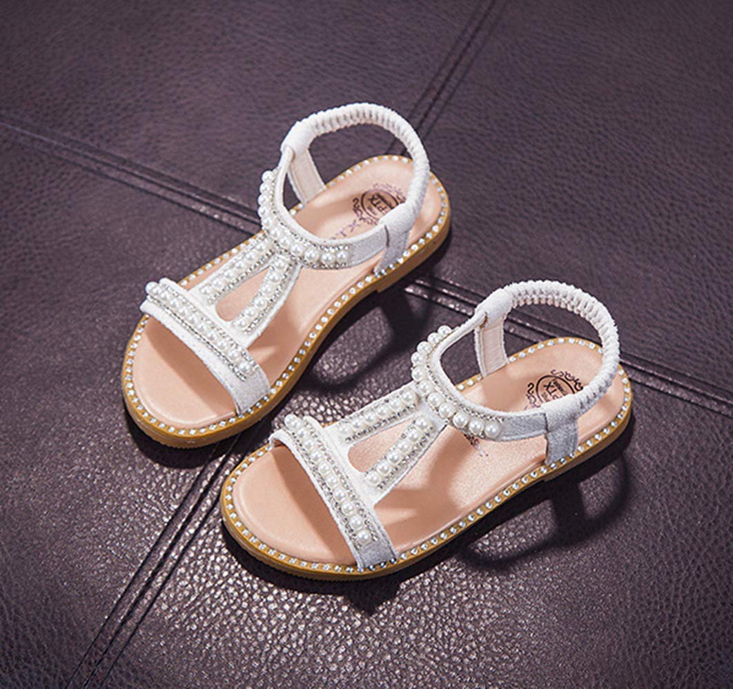 Girl's Rhinestone Open Toe Sandals - Sparkly Beaded Summer Beach Shoes for Princess | Perfect for Vacation, Pool Party & Casual Outings