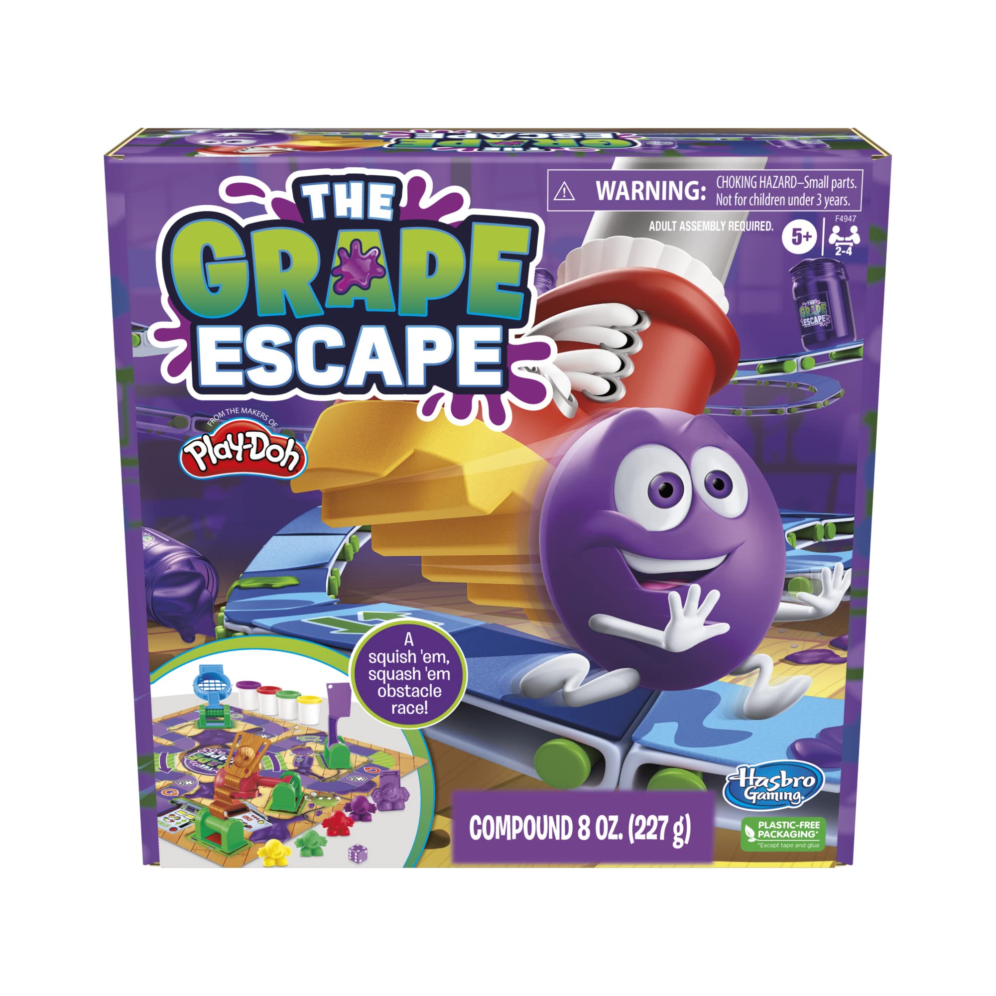 Hasbro Grape Escape Board Game for Kids Ages 5+ | Fun Family Game with Modeling Clay | Perfect for Family Game Nights & Kids' Parties