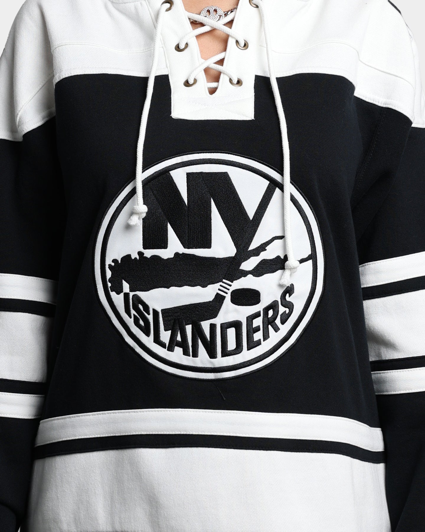 47 Brand New York Islanders Superior Lacer Hoodie - Men's NHL Team Zip-Up Sweatshirt - Jet Black - Perfect for Game Day & Casual Wear