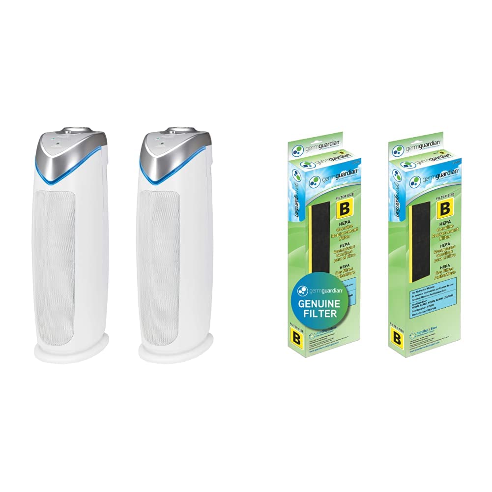 GermGuardian True HEPA Air Purifier Replacement Filters (2-Pack) - FLT48252PK Genuine HEPA Filter for AC4825, AC4900CA Models | Improves Air Quality for Allergies, Pets, Smoke & Dust in Bedrooms, Offices & Living Spaces