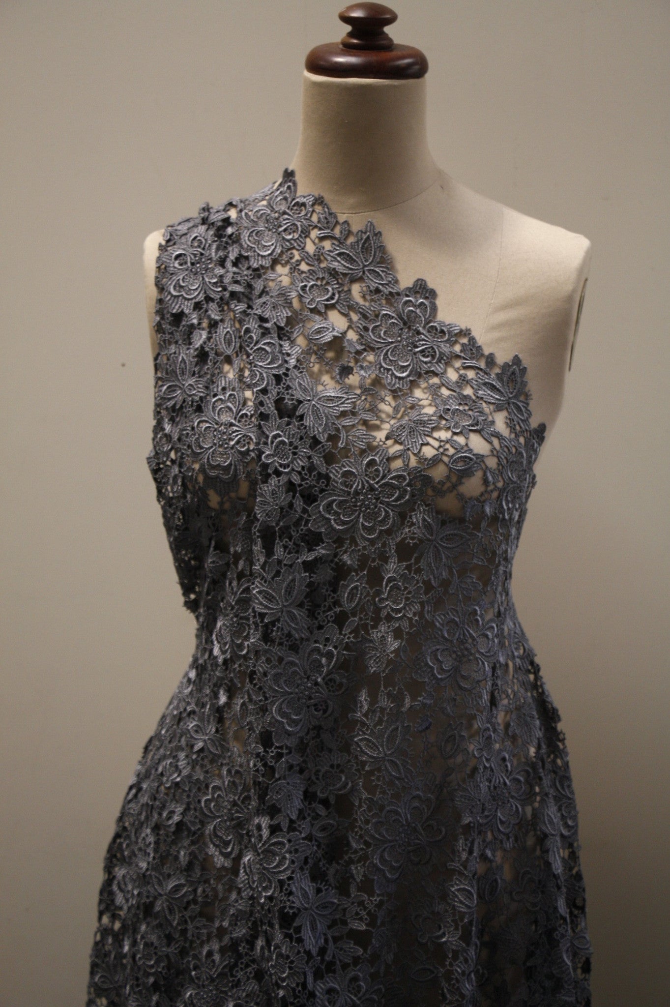 Charcoal Giselle Guipure Lace Dress - Elegant Black Lace Evening Gown for Women - Perfect for Weddings, Parties & Special Occasions