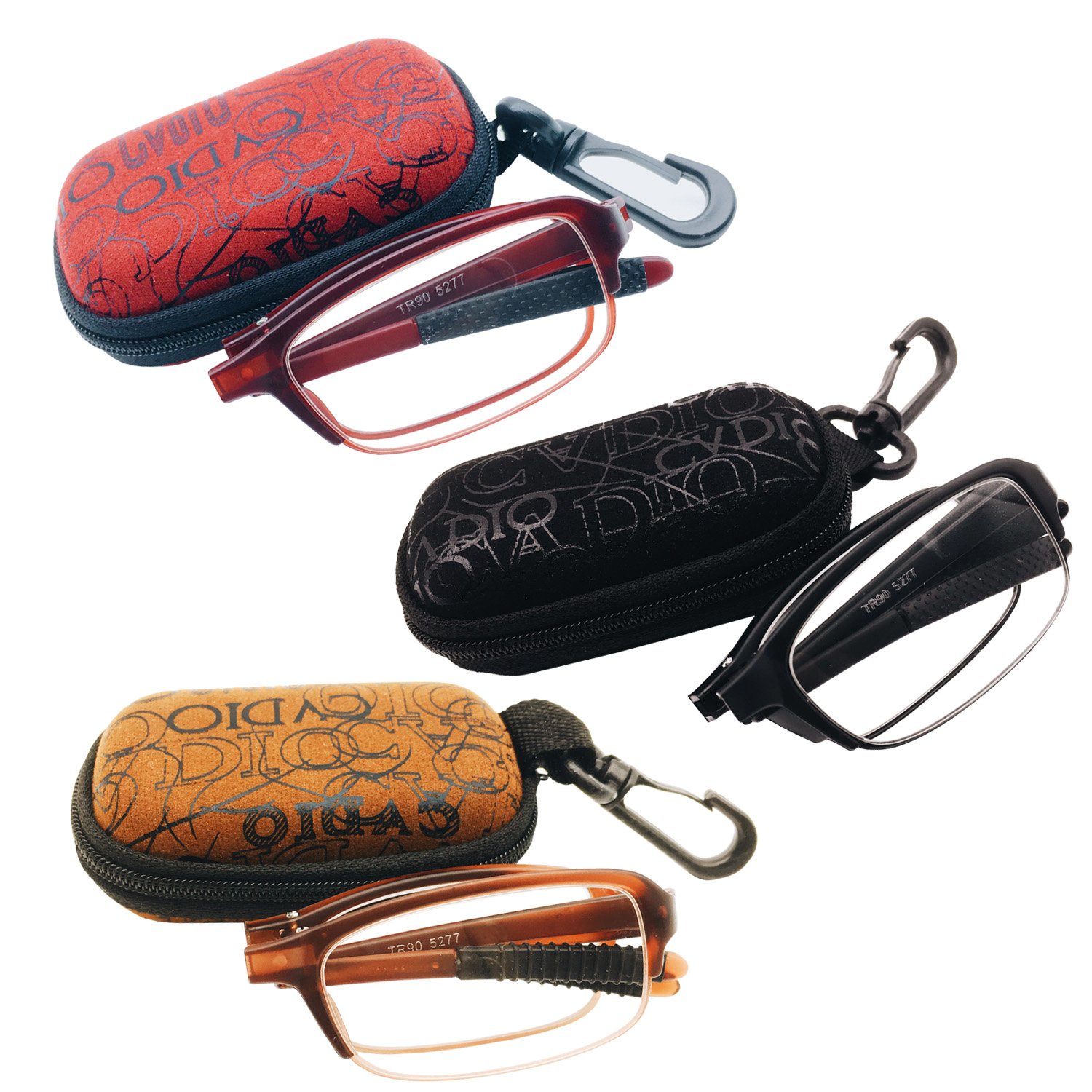 3 Pairs Lightweight Folding Reading Glasses with Travel Case - Perfect for Reading, Travel & On-the-Go Use