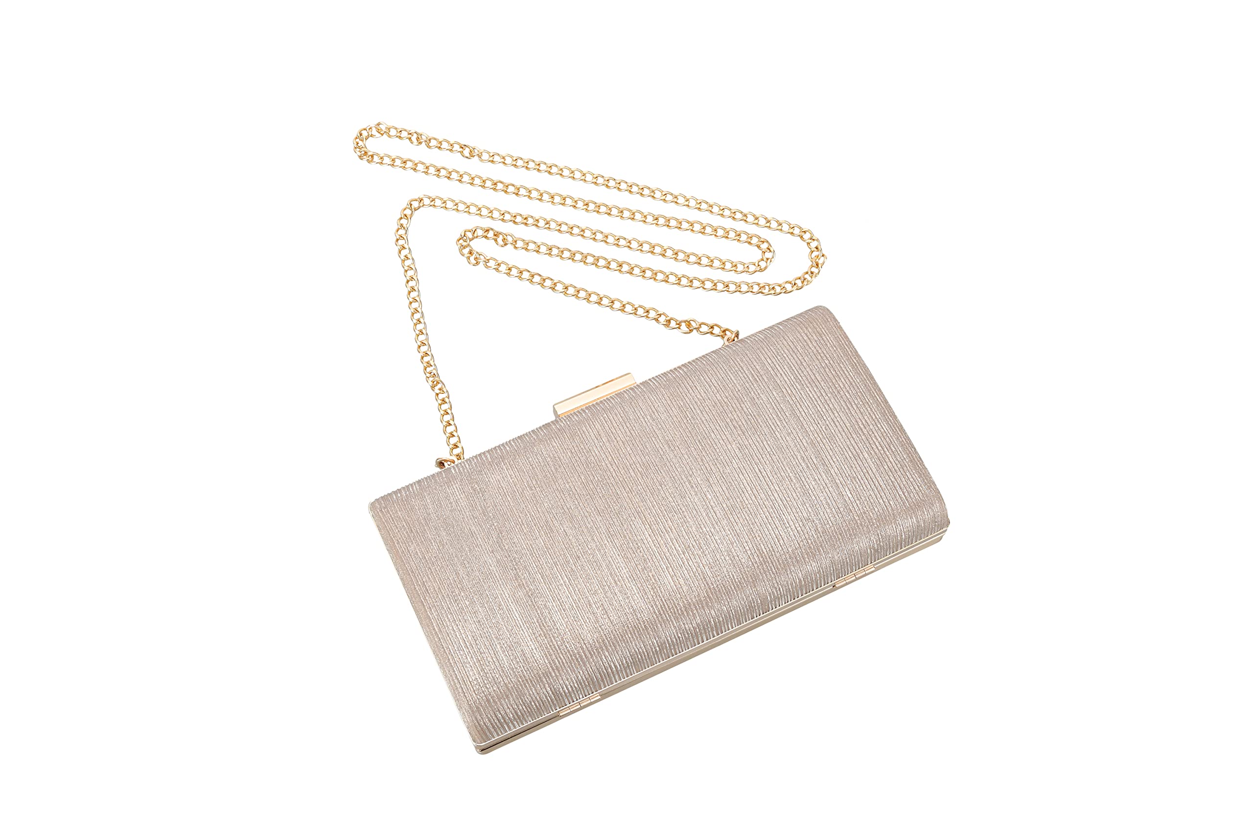 Rucavono Women's Gold Clutch Purse - Elegant Evening Handbag for Wedding, Party, Bridal & Prom | Perfect Shoulder Bag for Special Occasions & Formal Events
