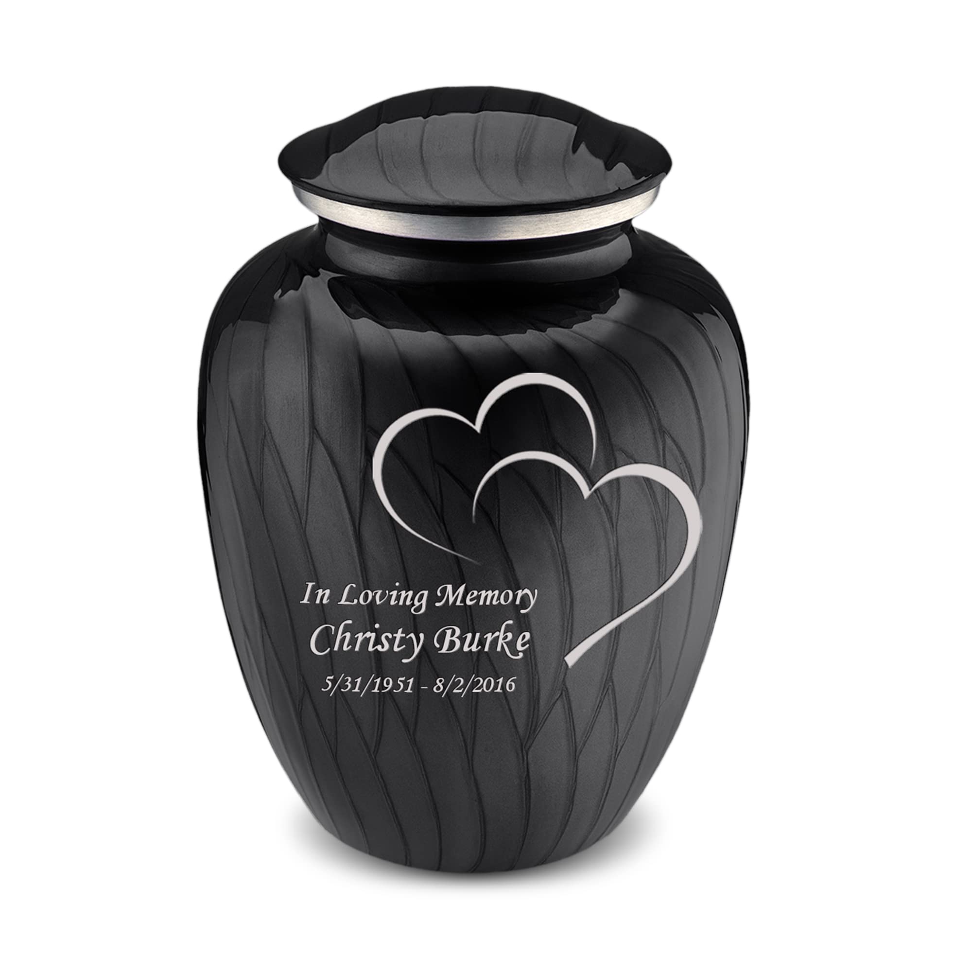 Premium Personalized Heart Cremation Urn for Ashes - Large Pearl Black Funeral Urn for Adults with Double-Sided Engraving - Holds 200 lbs - Perfect for Memorial Services & Home Display
