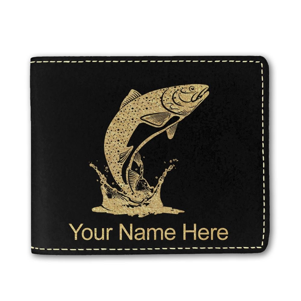 Personalized Faux Leather Trout Fish Wallet - Custom Engraved Gift for Men & Women - Perfect for Fishing Enthusiasts & Outdoor Adventures