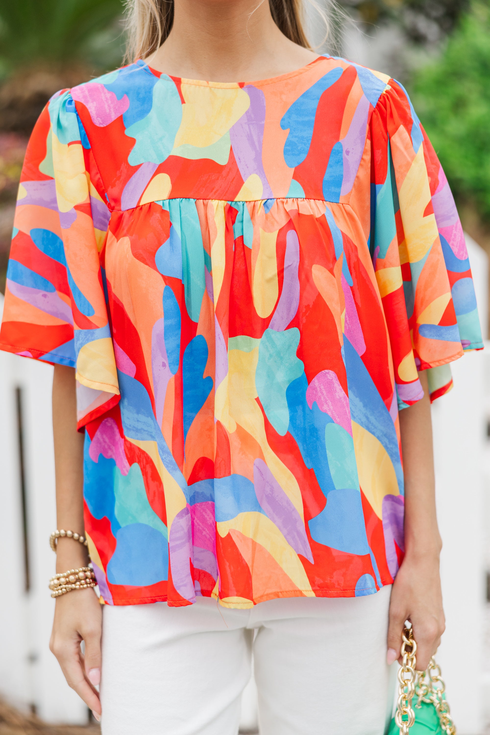 Stylish Red Abstract Print Blouse for Women - Trendy Long Sleeve Tops for Casual Wear, Office & Date Night Outfits