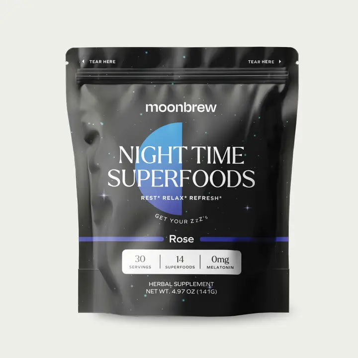 Moonbrew Night Time Tea with Cocoa Blend - Relaxing Herbal Tea for Sleep & Stress Relief - Perfect for Evening Relaxation & Bedtime Rituals