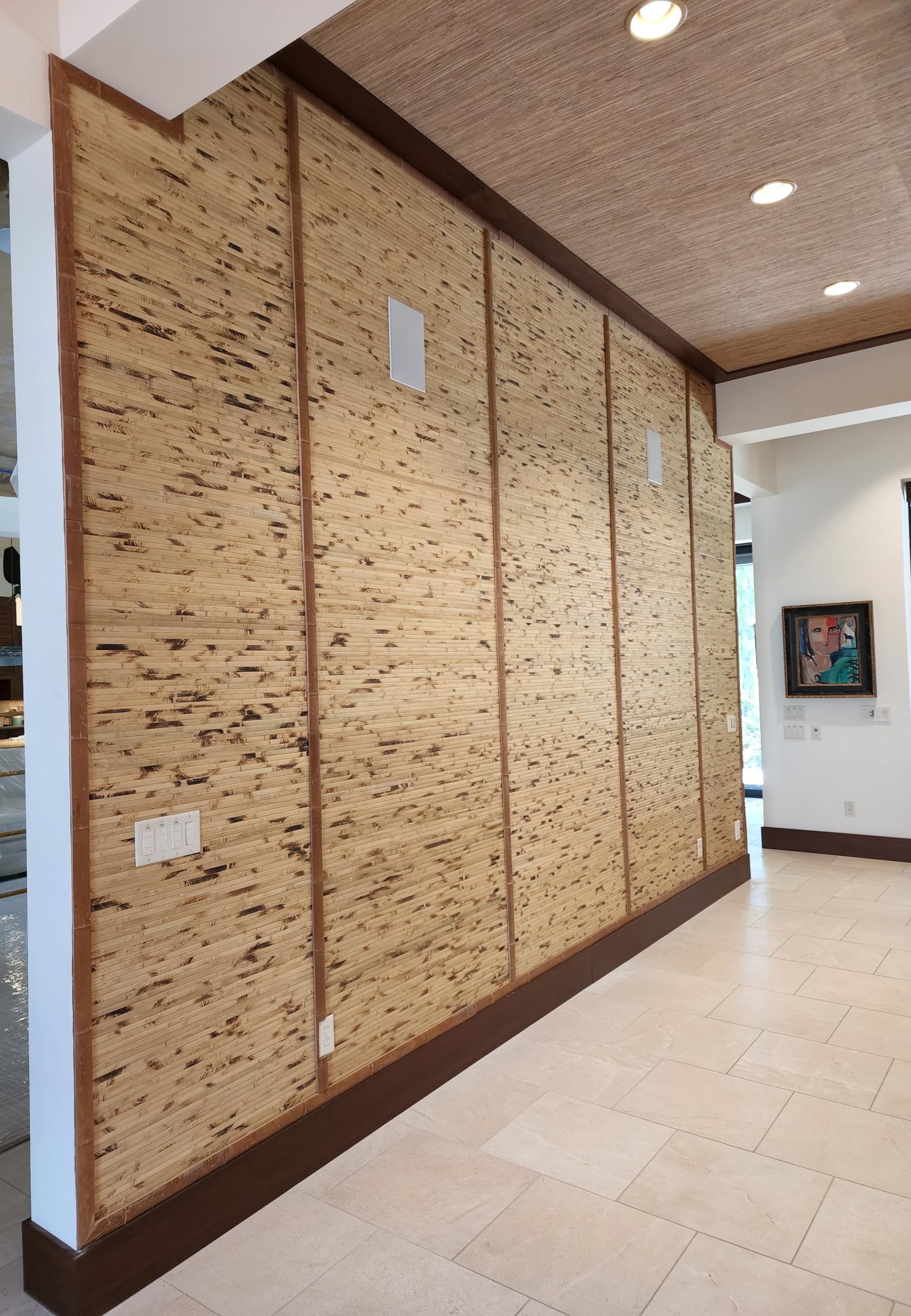 Natural Bamboo Paneling - Eco-Friendly Flexible Wall Cladding Panels for Living Room, Bedroom & Outdoor Kitchen Decor - Sustainable Renewable Resource, 32 sq ft Coverage, Natural Burnt Nodes - Perfect for Modern Homes, DIY Projects & Commercial Spaces