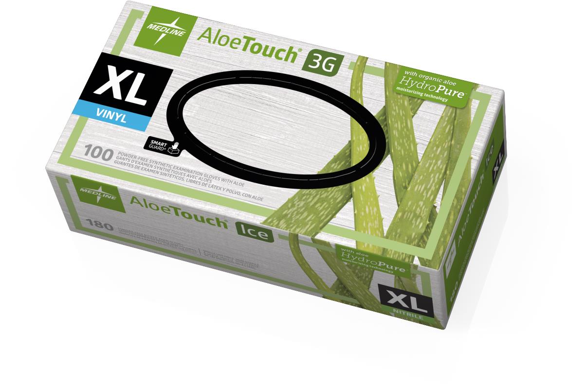 AloeTouch ICE Powder-Free Nitrile Exam Gloves - Latex-Free, Disposable, Comfort Fit for Medical, Dental & Tattoo Use (Small, Medium, Large, X-Large) - Ideal for Healthcare, Food Handling & Home Cleaning