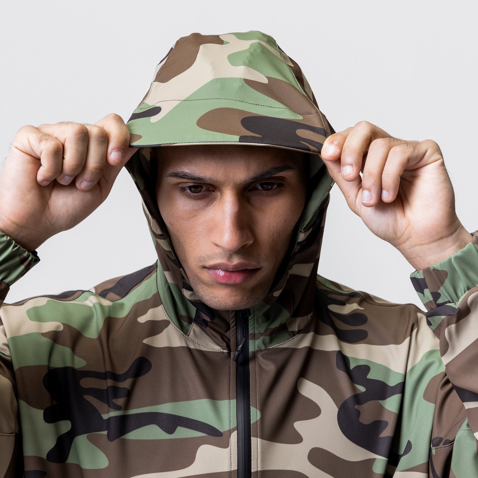 Weather-Ready Anorak Jacket - Waterproof Windproof Outdoor Jacket in Woodland Camo for Hiking, Camping & Hunting | Men's Lightweight Raincoat