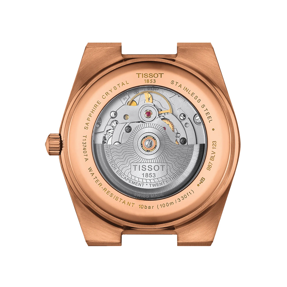 Tissot PRX Powermatic 80 Automatic Watch - 40mm Rose Gold Case, Blue Dial, Stainless Steel Bracelet | Luxury Swiss Timepiece for Men, Business & Casual Wear