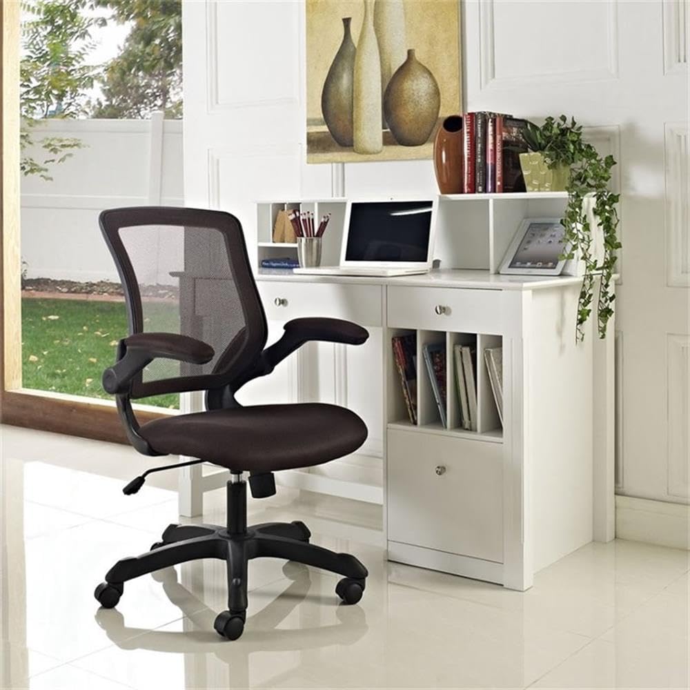 UrbanPro Modern Fabric Mesh Office Chair - Ergonomic Brown Desk Chair for Home & Office Workspace - Comfortable Adjustable Task Chair for Long Hours Sitting
