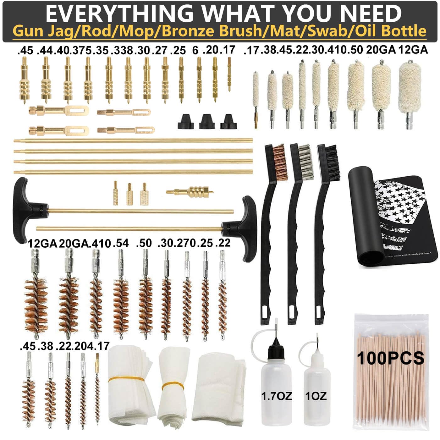iunio Universal Gun Cleaning Kit with Case - for Rifle, Shotgun, Pistol - Perfect for Hunting & Shooting