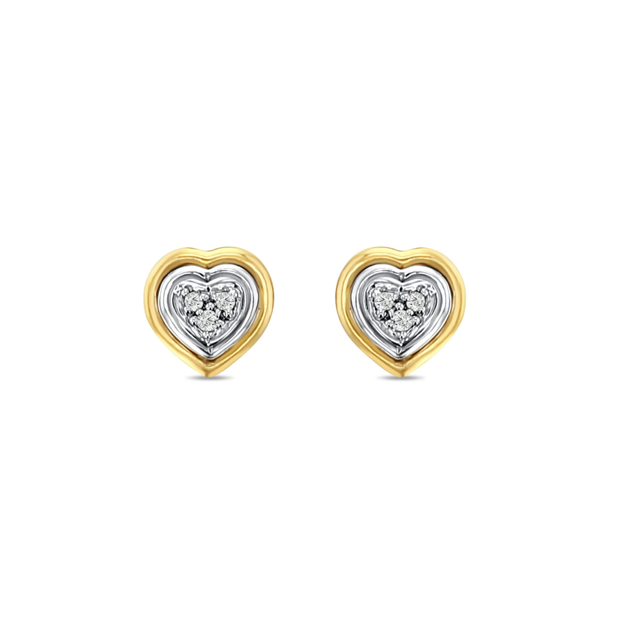 14K Yellow Gold Heart Shaped Diamond Pave Stud Earrings .11cttw - Perfect for Valentine's Day Gifts, Anniversary Presents & Romantic Occasions