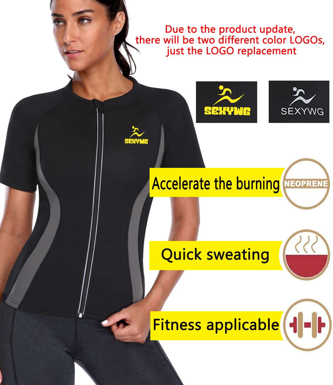 SEXYWG Women's Hot Sweat Weight Loss Sauna Shirt - Neoprene Workout Top for Body Shaping & Slimming - Perfect for Gym, Yoga & Fitness Training