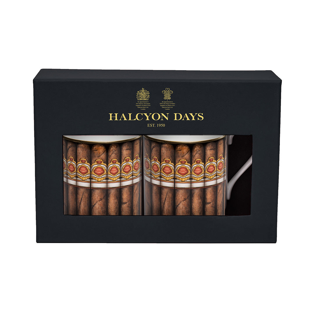 Premium Cigar Mugs Set of 2 - Handcrafted Ceramic Cigar Ashtray & Holder for Smoking Lounge, Man Cave, or Outdoor Patio Use