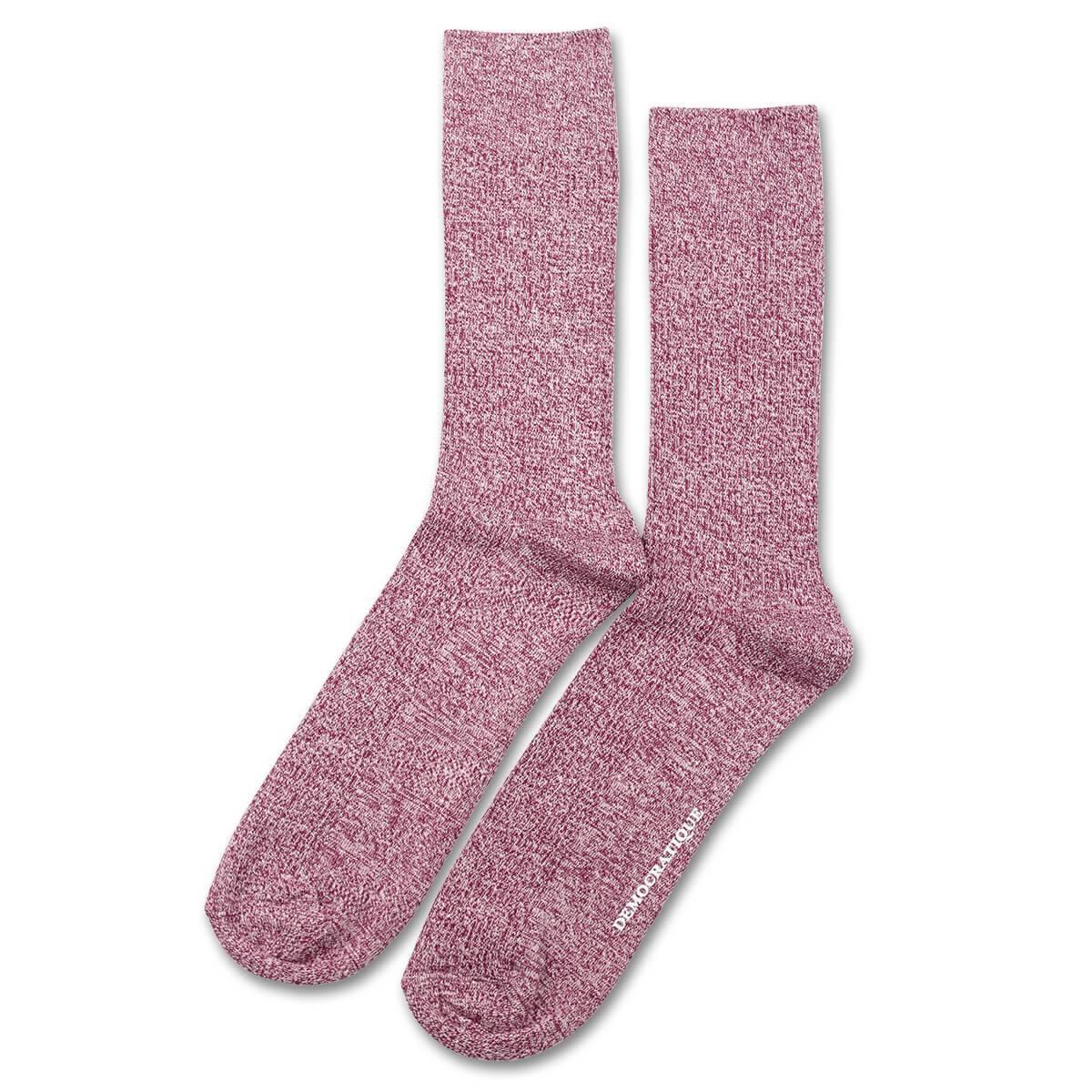 Original Rib Ultralight Supermelange Socks - Wild Berry & Off White - Democratique Comfortable Casual & Athletic Wear for Men & Women - Perfect for Running, Hiking, Travel & Everyday Use