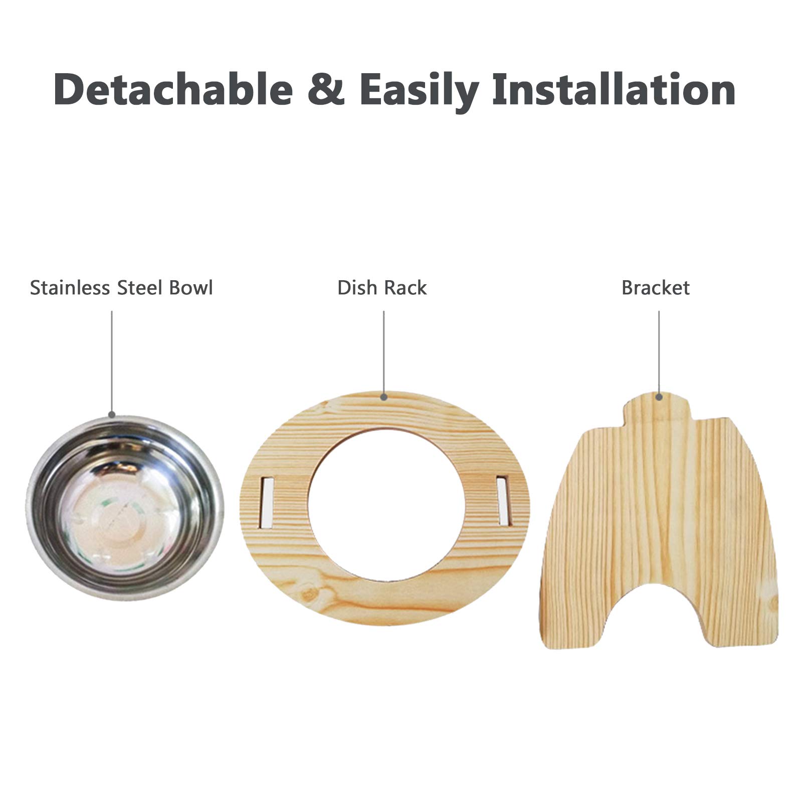 Elevated Dog and Cat Feeder Stand - 15° Tilted Bamboo Raised Food & Water Bowls with Stainless Steel/Ceramic Dishes - Perfect for Joint Health and Comfortable Eating for Small, Medium & Large Pets - Ideal for Home, Kitchen or Vet Clinic Use