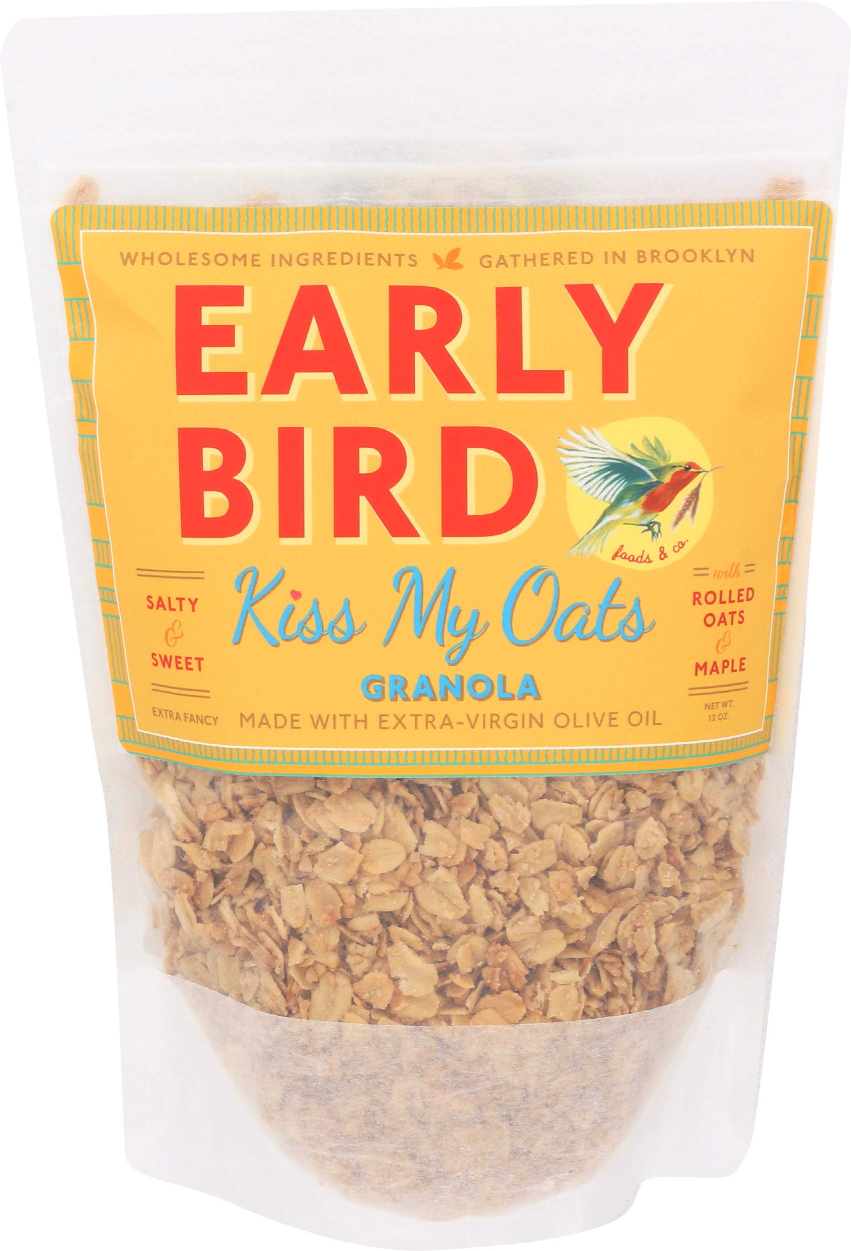 EARLY BIRD Kiss My Oats Granola - Healthy Breakfast Cereal, 12oz (340g) - Crunchy Oat Clusters with Almonds & Honey - Perfect for Morning Meals, Snacks & On-the-Go Nutrition