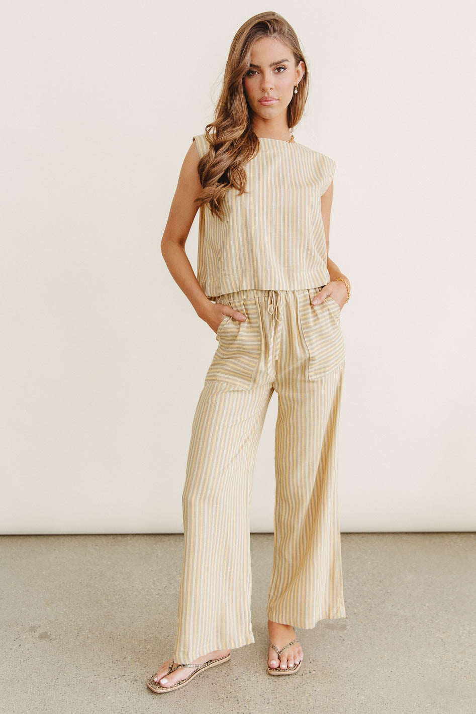 Alix Striped Wide Leg Pants for Women - Comfortable High Waisted Lounge Pants - Perfect for Yoga, Travel & Casual Wear - FINAL SALE
