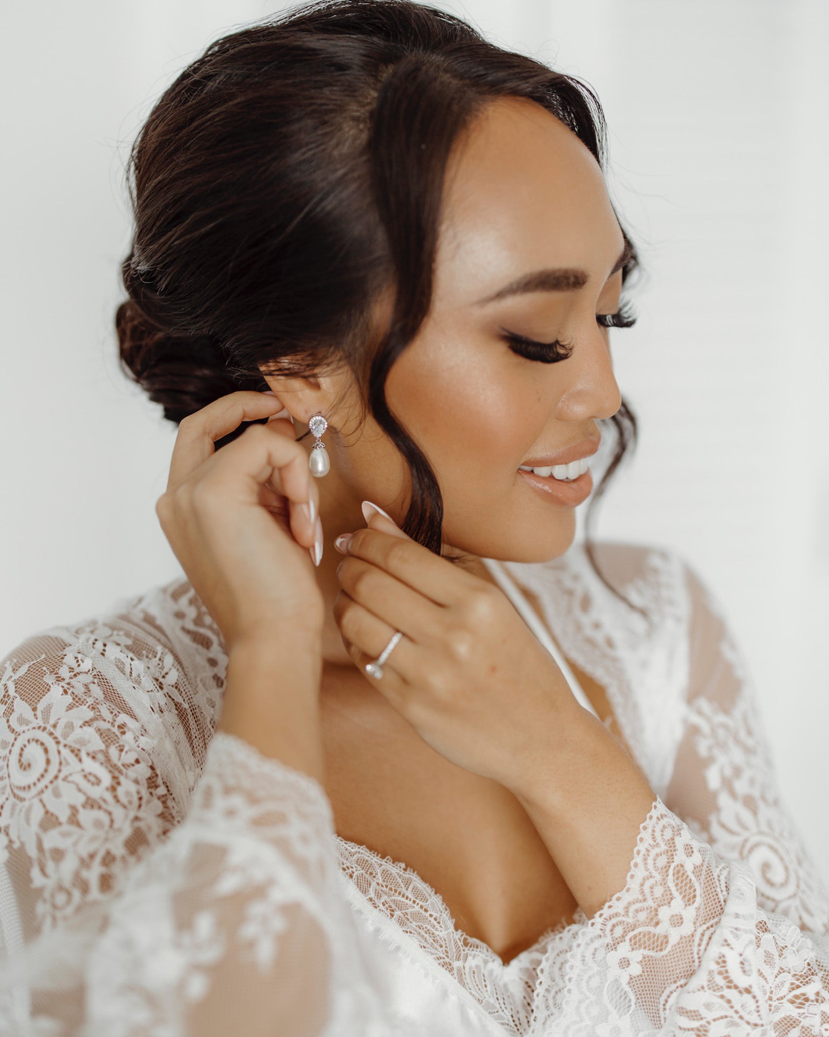Nina Pearl & CZ Stud Earrings for Women - Elegant Cubic Zirconia and Pearl Jewelry Set - Perfect for Weddings, Parties, and Special Occasions