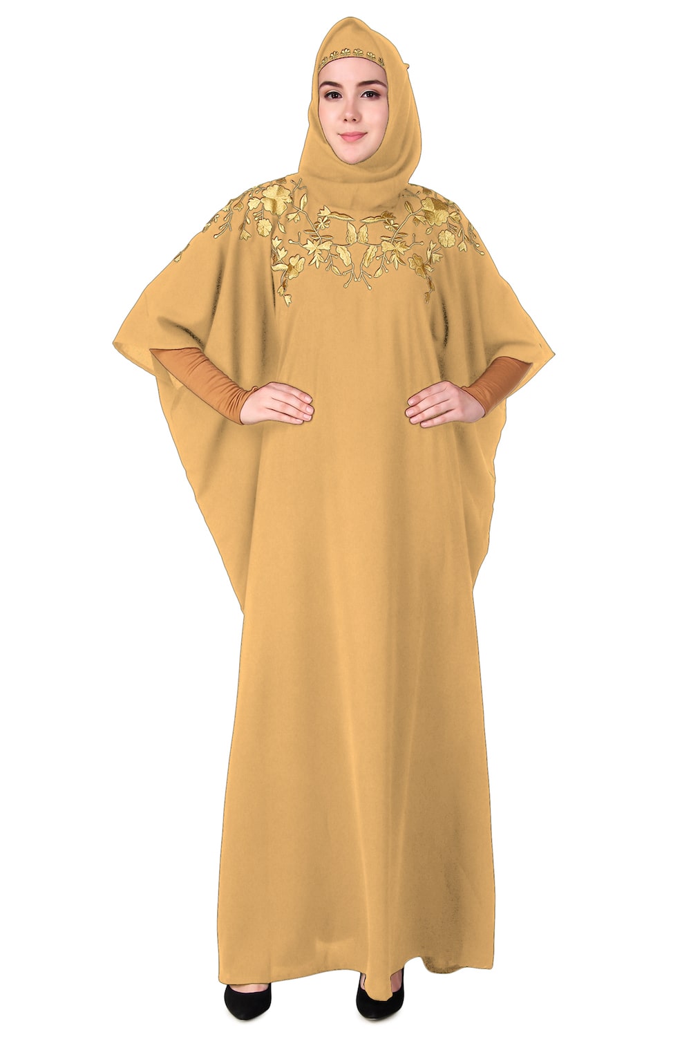 Exquisite Hand-Embroidered Floral Kaftan Dress for Women | Boho Chic Beach Cover Up | Perfect for Summer Vacations, Pool Parties & Resort Wear