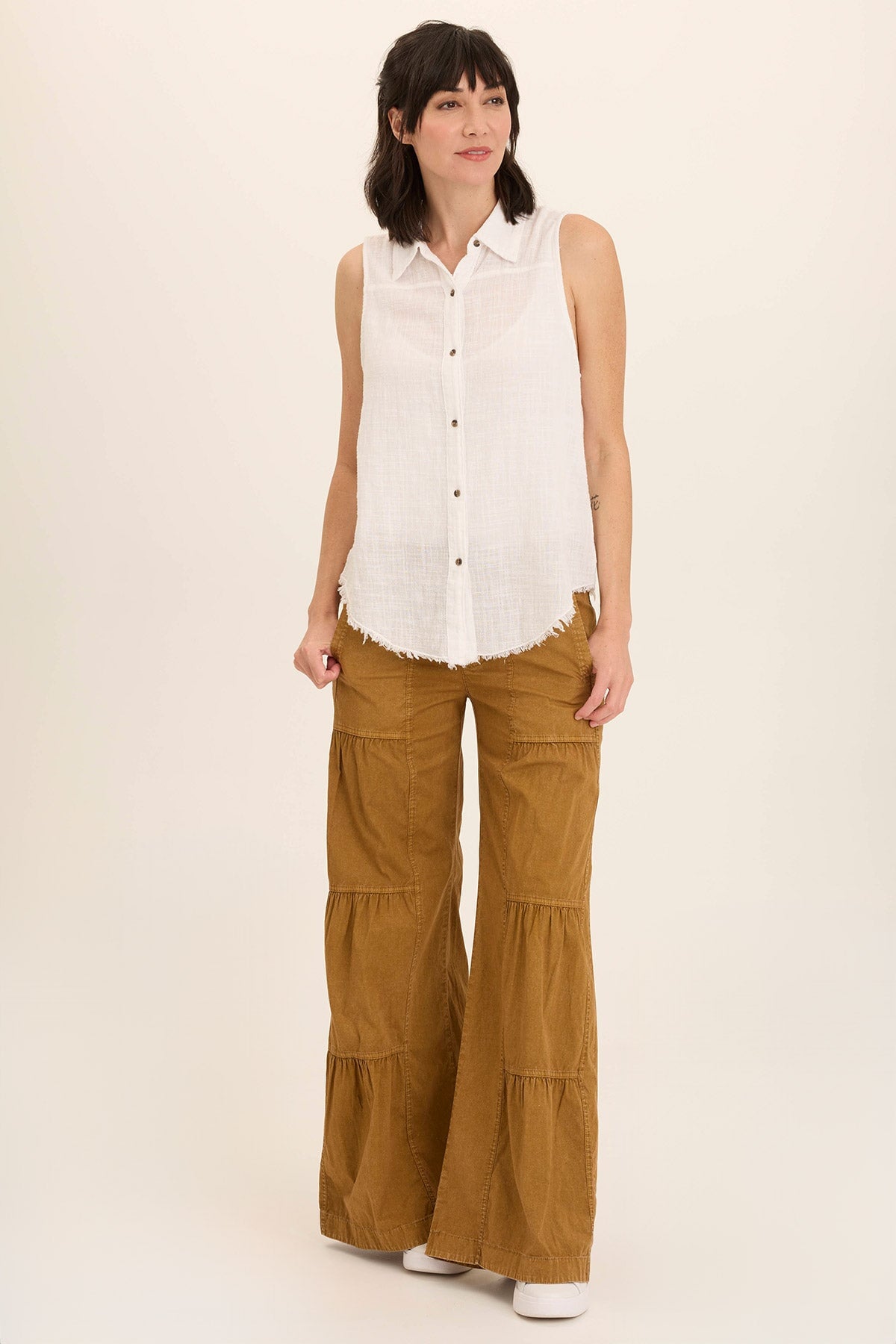 Women's Tiered Wide Leg Drawstring Flare Ruched Pants - Casual Boho Palazzo Trousers for Summer, Travel & Lounge Wear
