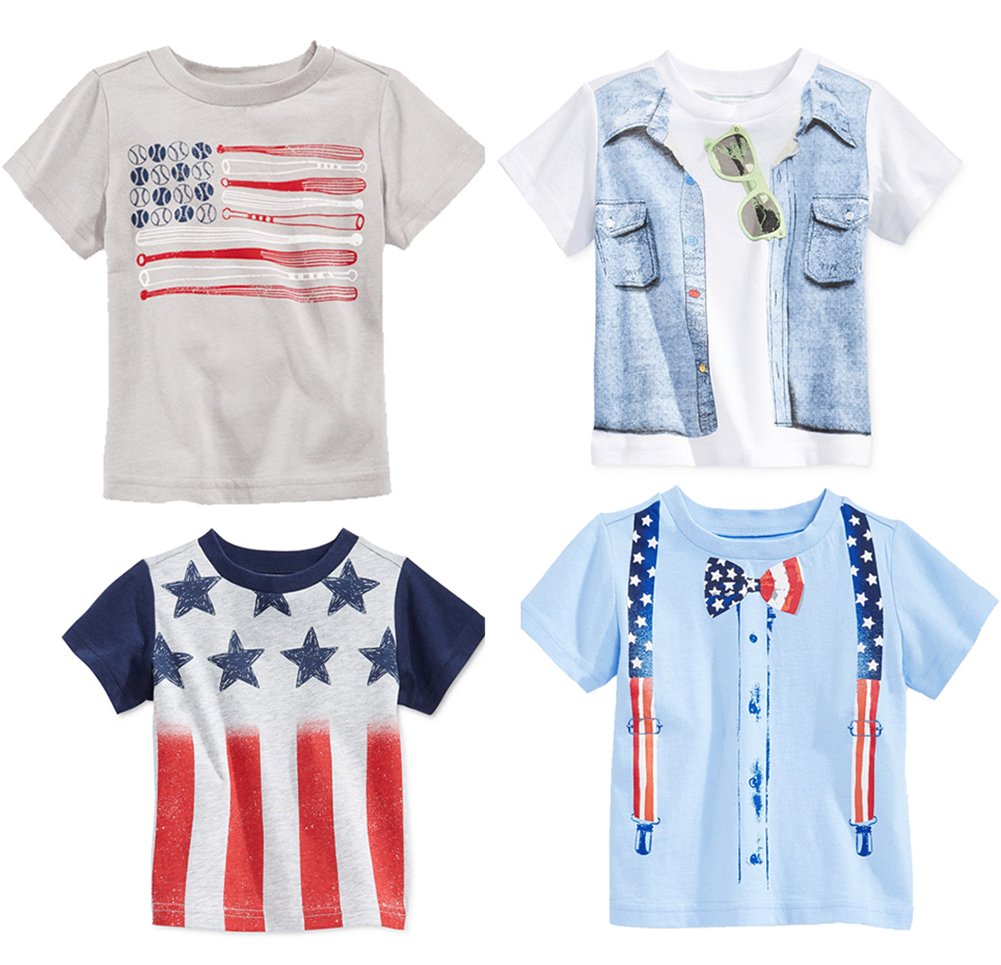 stylesilove Cute American Flag Cotton T-Shirt for Toddler Boys - Patriotic Kids Outfit for 4th of July, Memorial Day & Summer Play