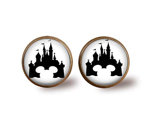 Vintage Mouse House Castle Silhouette Earrings - Unique Gothic Jewelry for Women, Perfect for Halloween Costume, Cosplay, and Fantasy Themed Parties