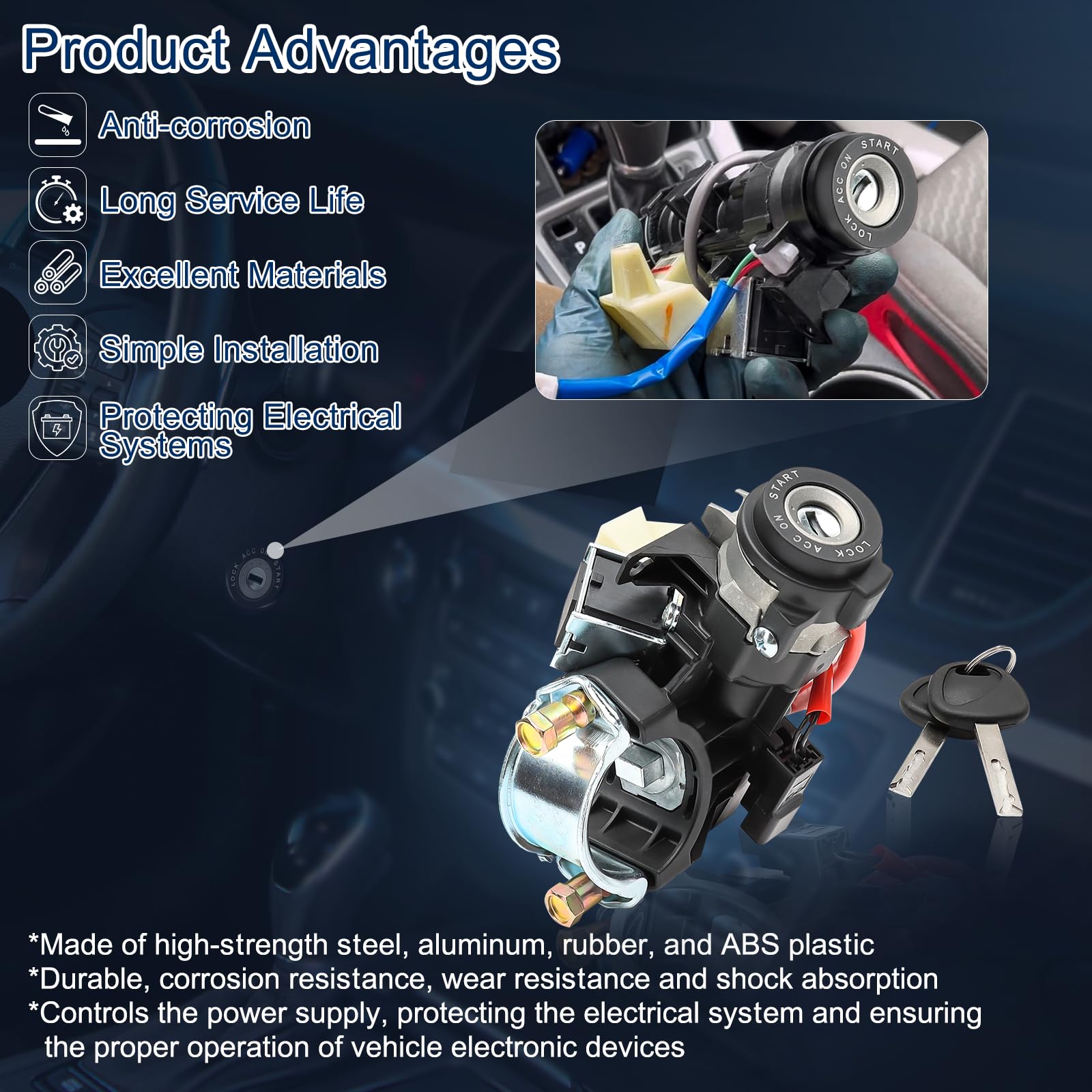 Ignition Lock Switch Assembly 81905-C2510 for 2015-2019 Hyundai Sonata - Complete Ignition Lock Cylinder & Housing Kit with 2 Door Locks, Glovebox Lock & 2 Keys (81970-C1A00) - Perfect for Car Security & Key Replacement