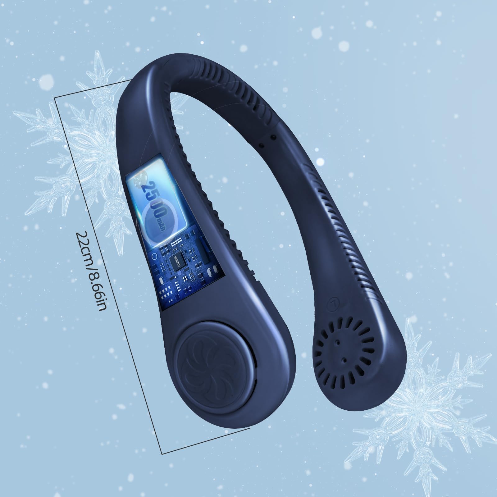 Jsdoin Portable Neck Fan - USB Rechargeable Bladeless Hanging Fan with 5 Speeds & 360° Airflow for Men and Women (Blue) - Perfect for Outdoor Activities, Sports, Travel, and Office Use