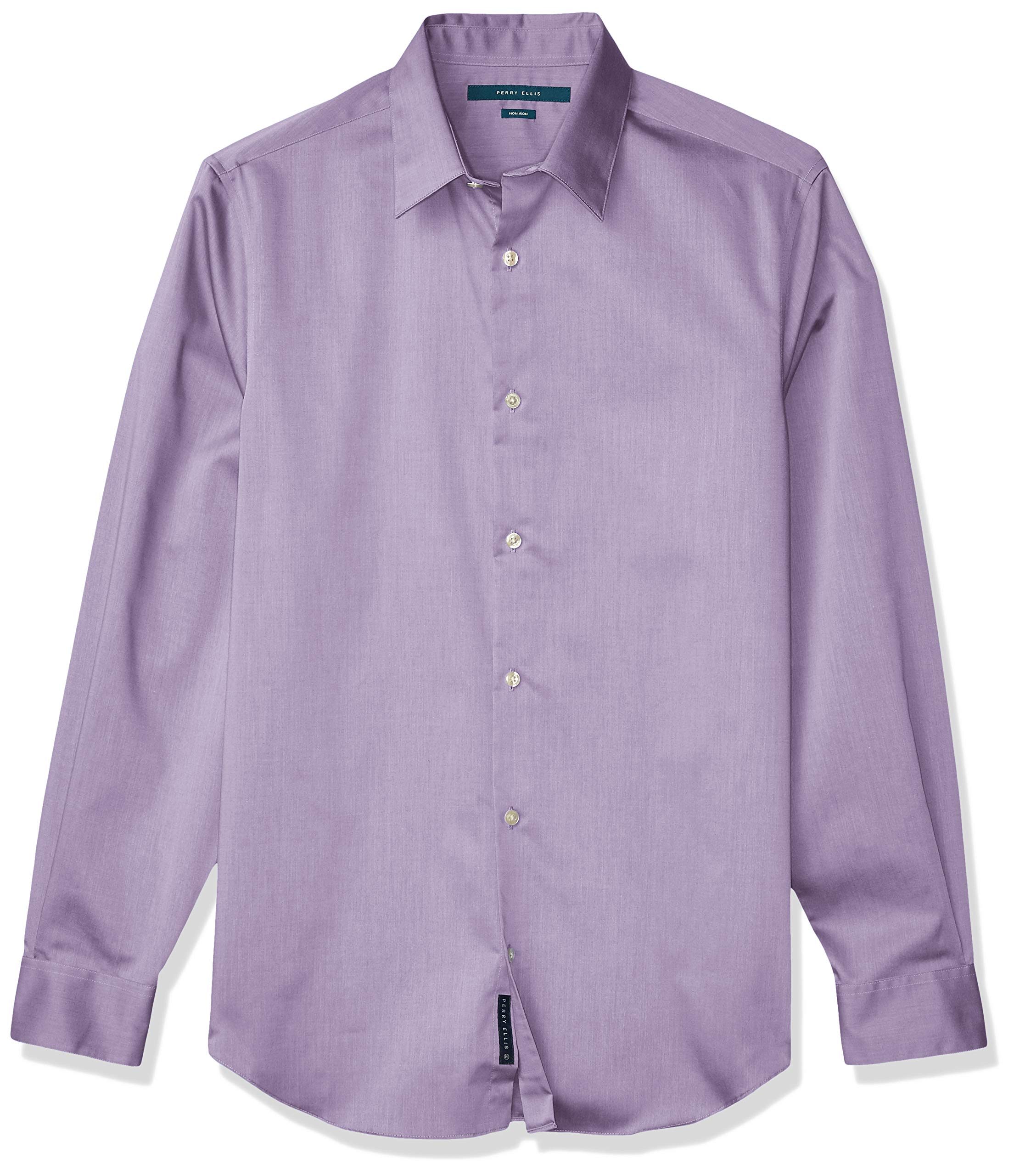 Perry Ellis Men's Non-Iron Essential Dress Shirt - Slim Fit Wrinkle-Free Business Casual Shirt for Office, Work & Formal Occasions
