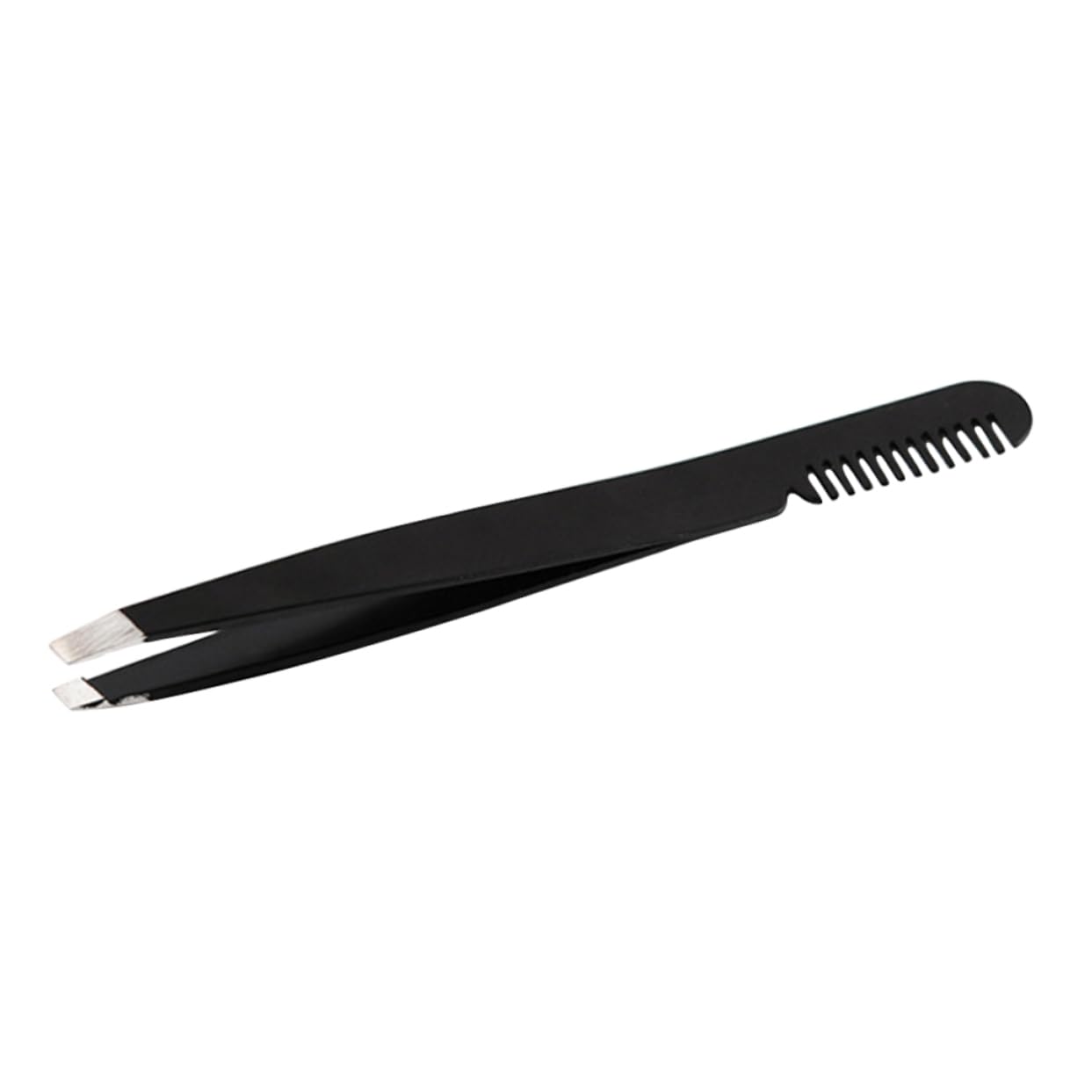 NOLITOY Professional Stainless Steel Eyebrow Tweezers for Eyelash Extensions & Precise Shaping - Slant Tip Lash Clip & Brow Brush Comb Set - Durable Makeup Tools for Salon & Home Use